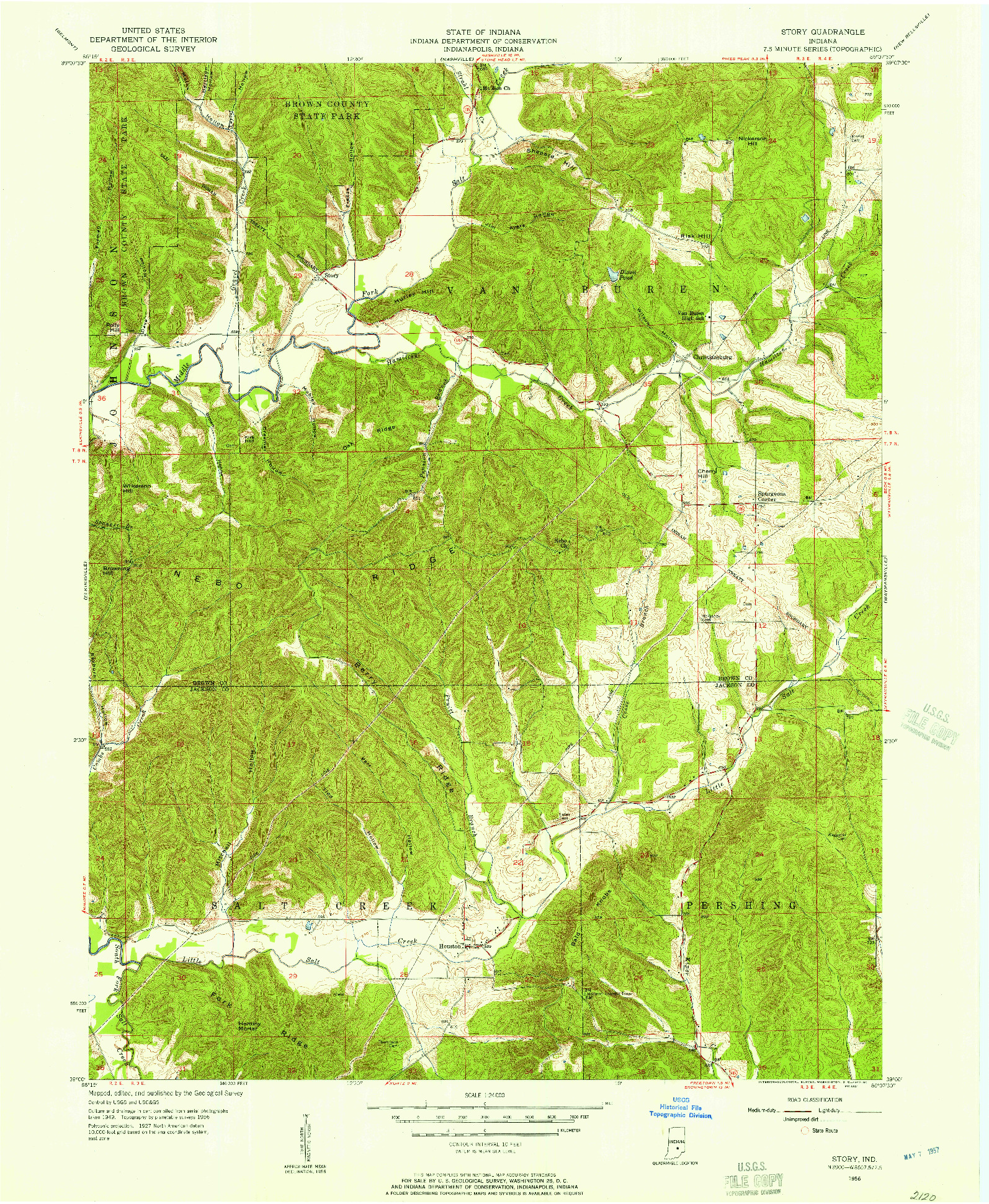 USGS 1:24000-SCALE QUADRANGLE FOR STORY, IN 1956