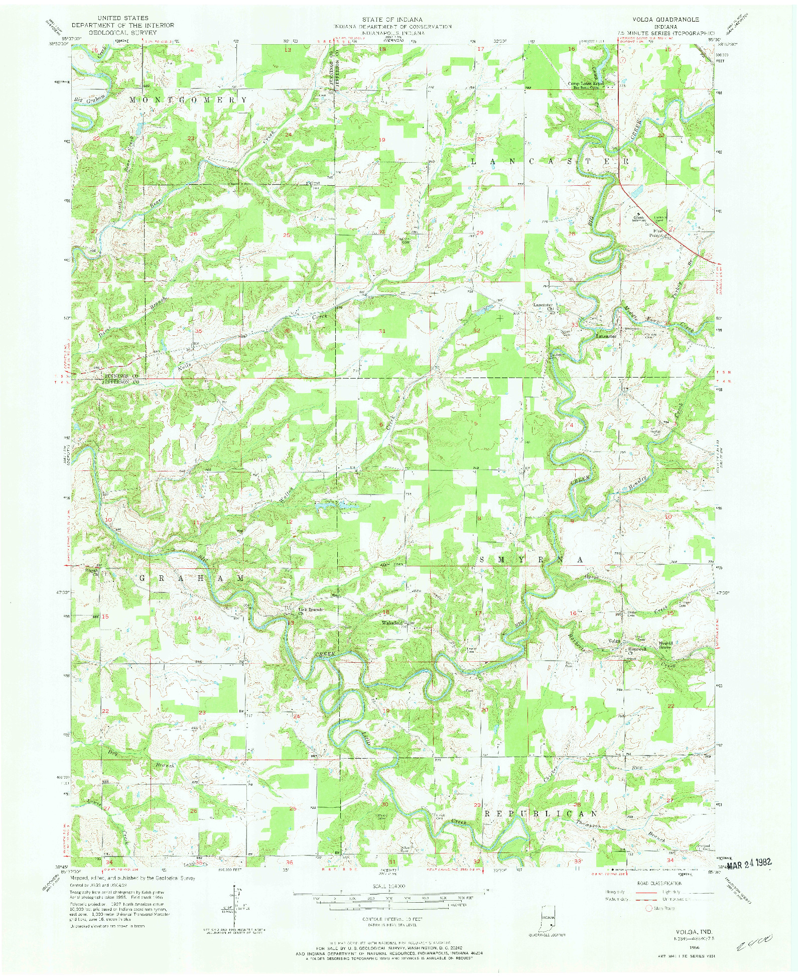 USGS 1:24000-SCALE QUADRANGLE FOR VOLGA, IN 1956