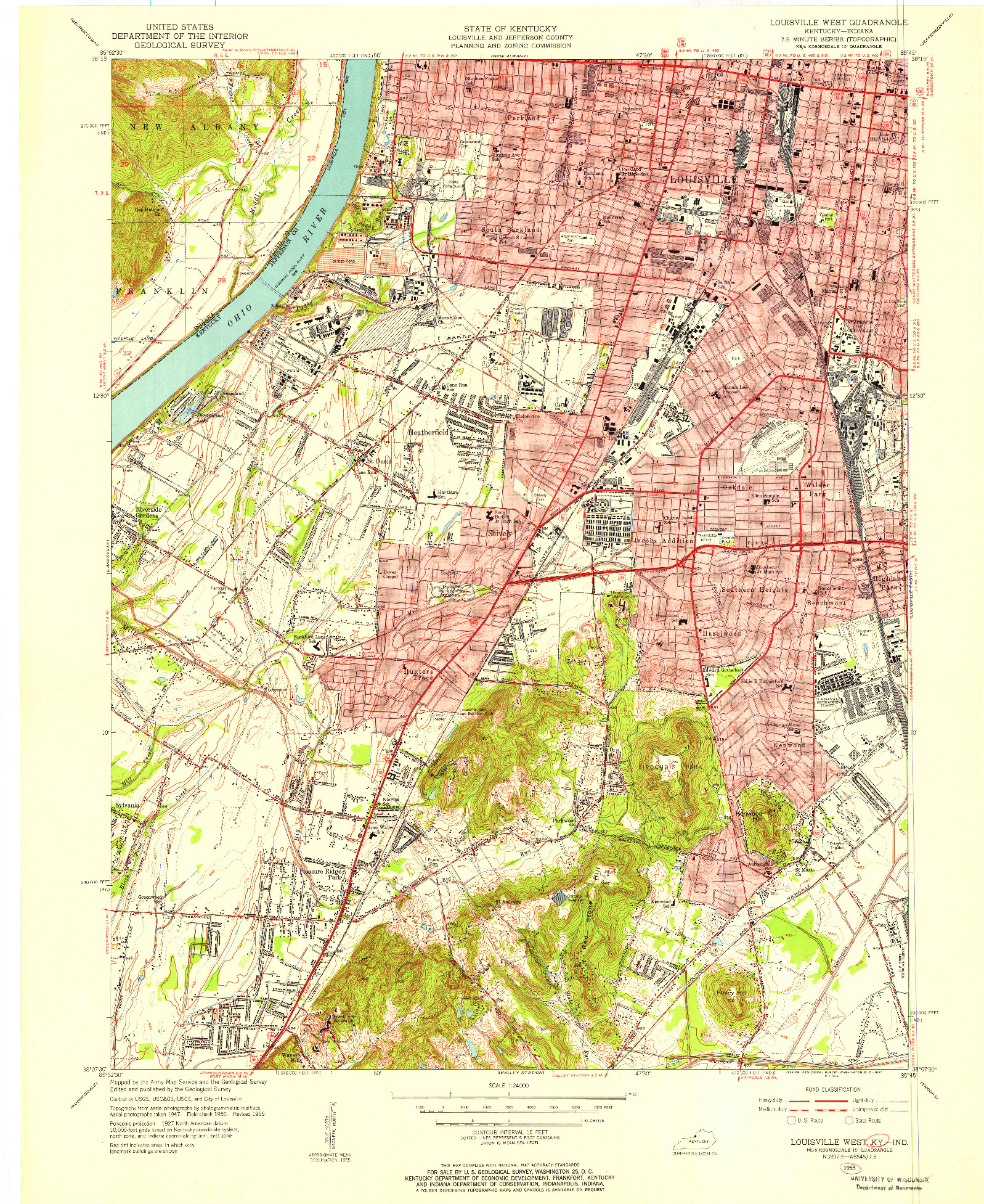 USGS 1:24000-SCALE QUADRANGLE FOR LOUISVILLE WEST, KY 1955