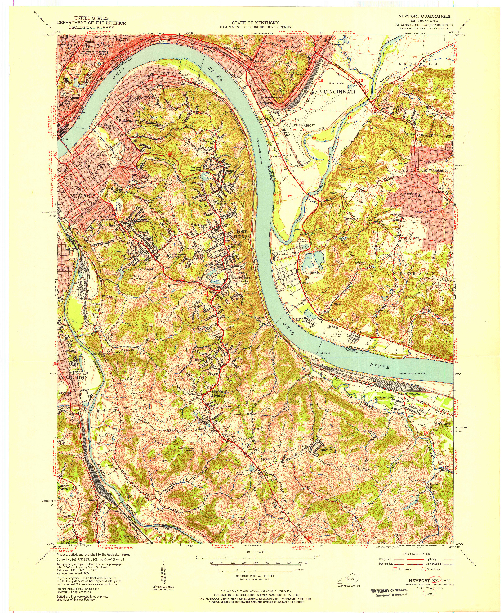 USGS 1:24000-SCALE QUADRANGLE FOR NEWPORT, KY 1955