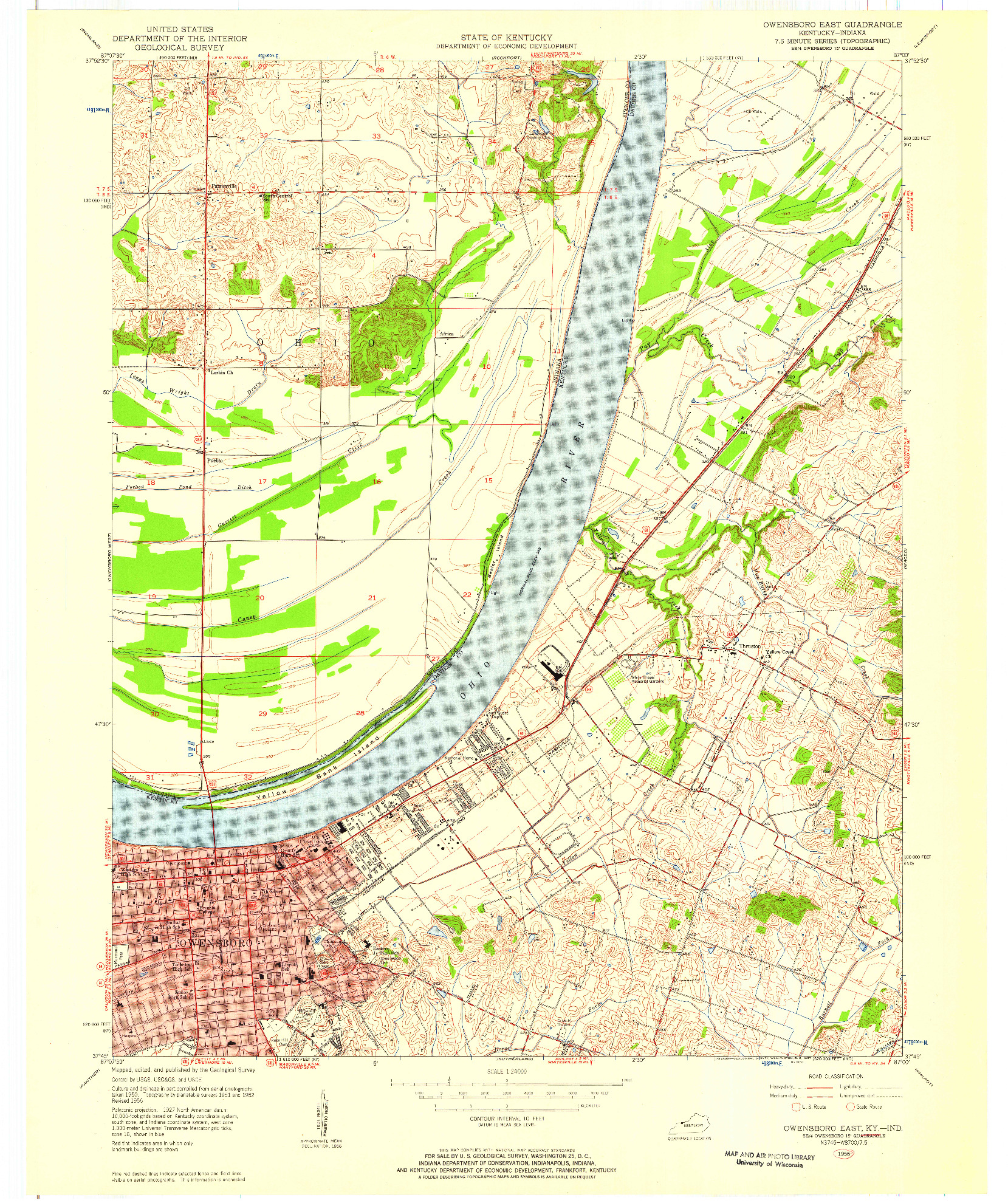 USGS 1:24000-SCALE QUADRANGLE FOR OWENSBORO EAST, KY 1956