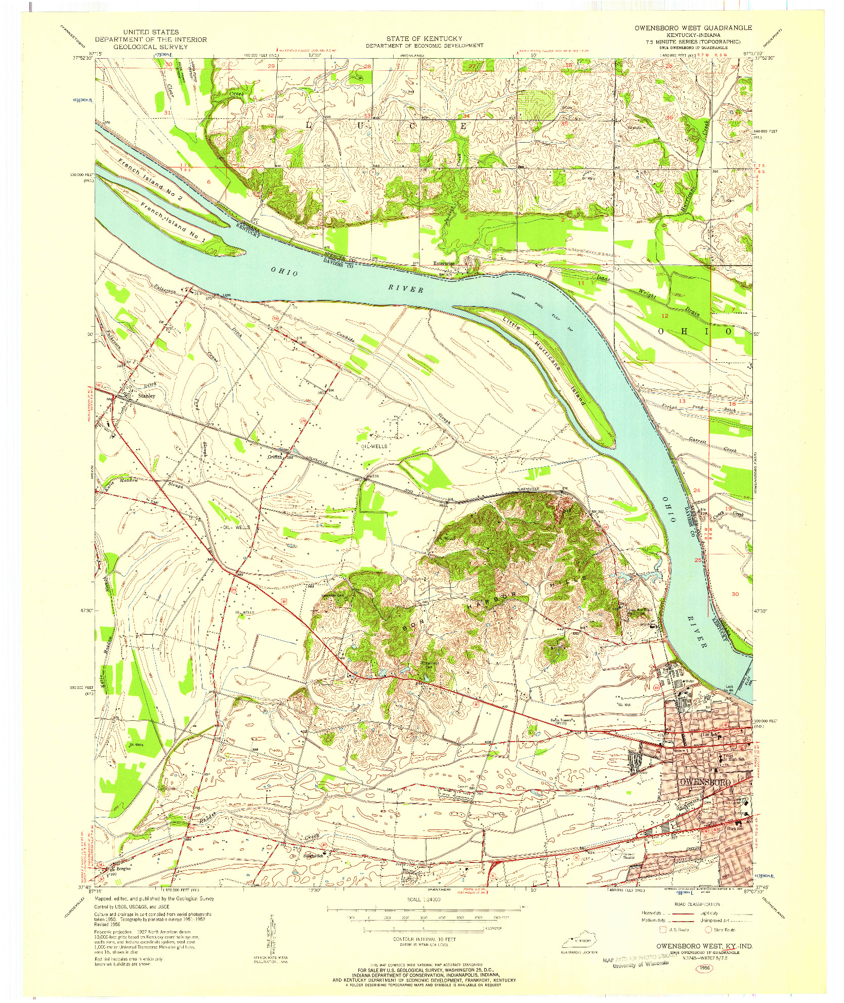 USGS 1:24000-SCALE QUADRANGLE FOR OWENSBORO WEST, KY 1956