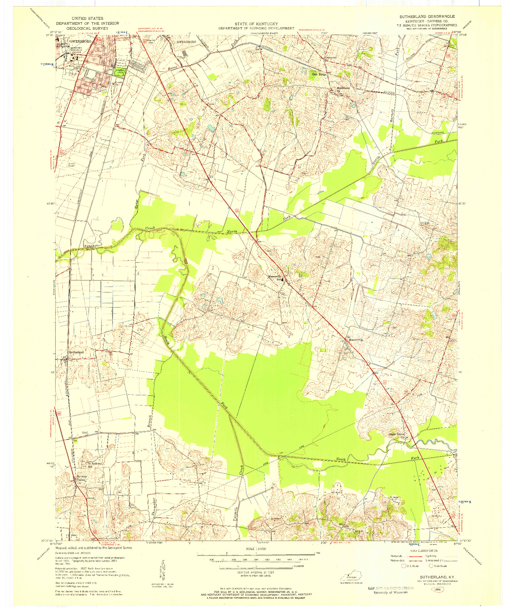 USGS 1:24000-SCALE QUADRANGLE FOR SUTHERLAND, KY 1956