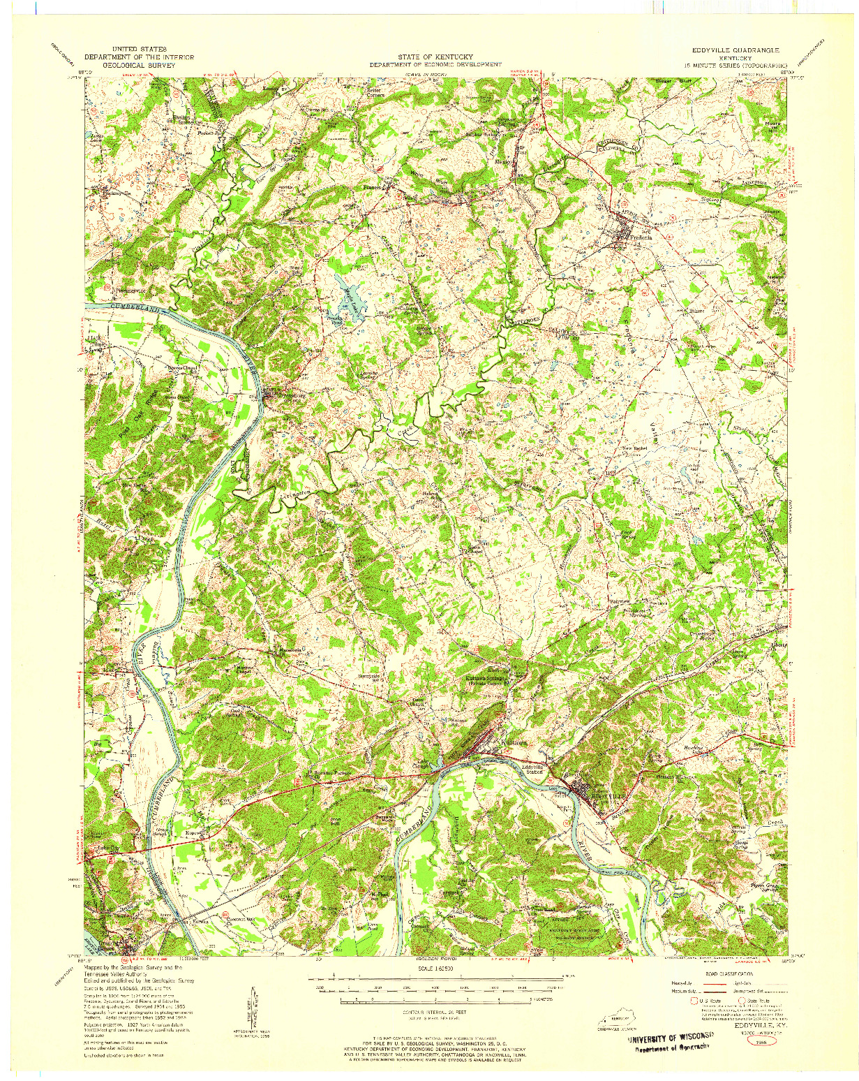 USGS 1:62500-SCALE QUADRANGLE FOR EDDYVILLE, KY 1955