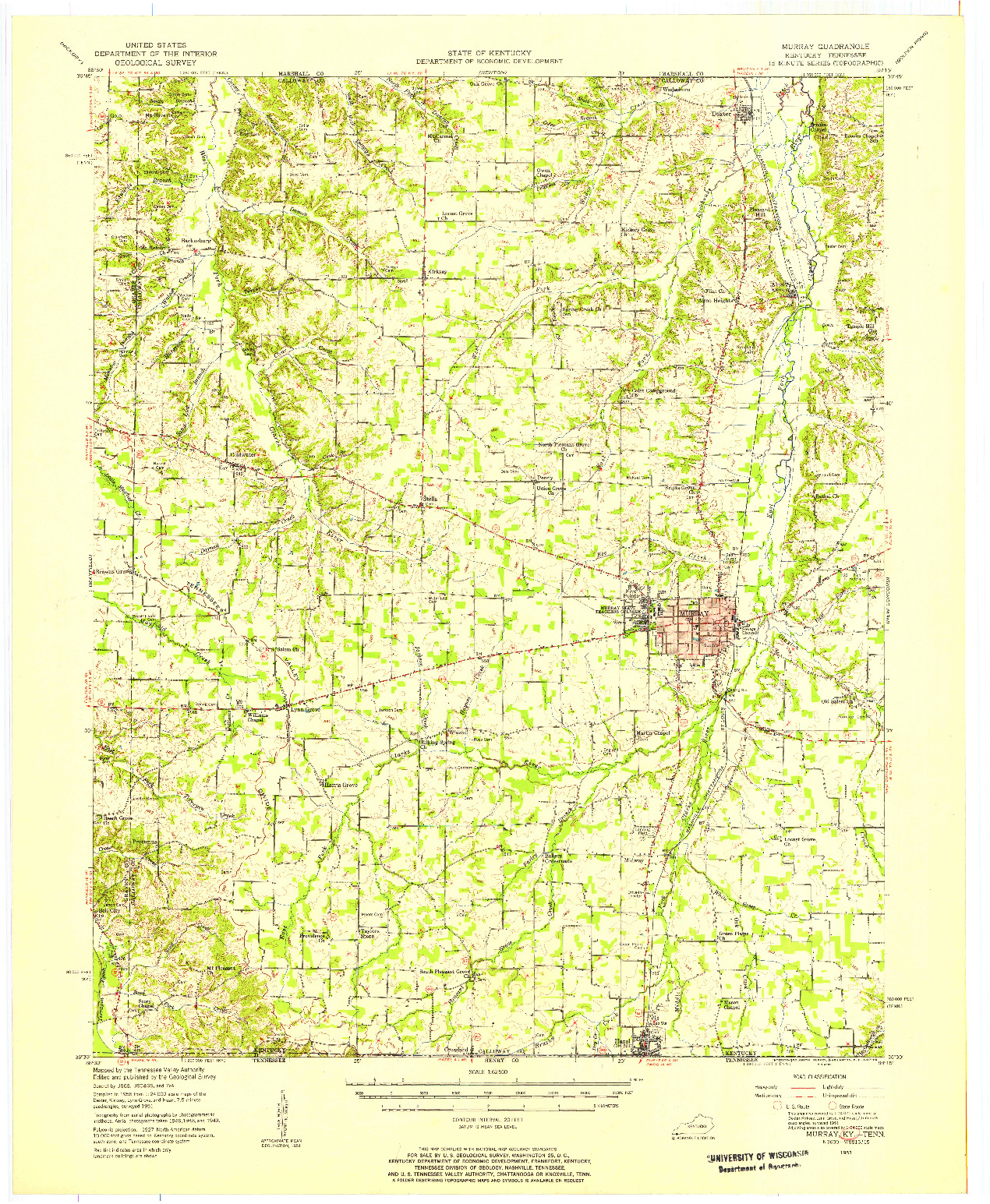 USGS 1:62500-SCALE QUADRANGLE FOR MURRAY, KY 1951