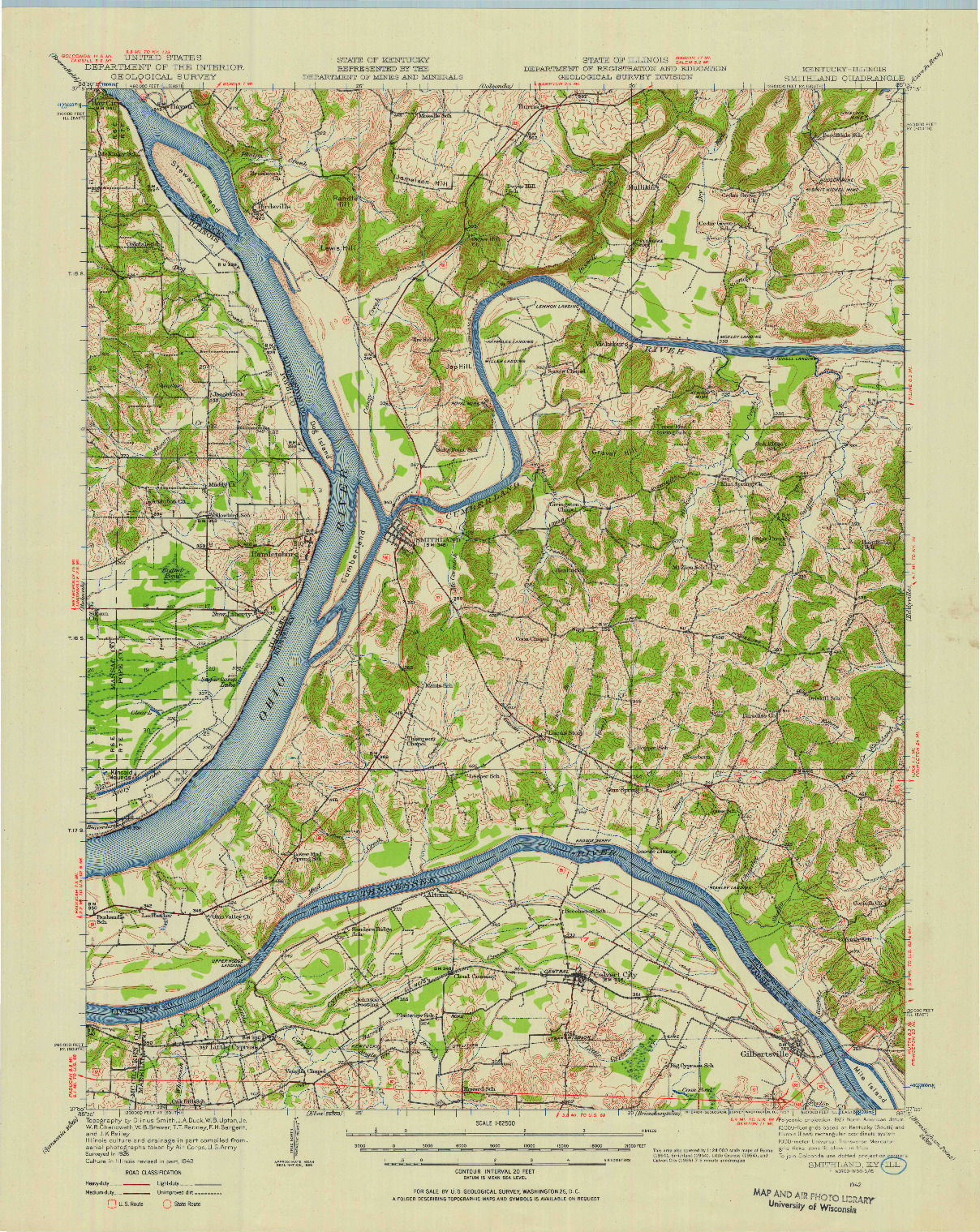 USGS 1:62500-SCALE QUADRANGLE FOR SMITHLAND, KY 1942