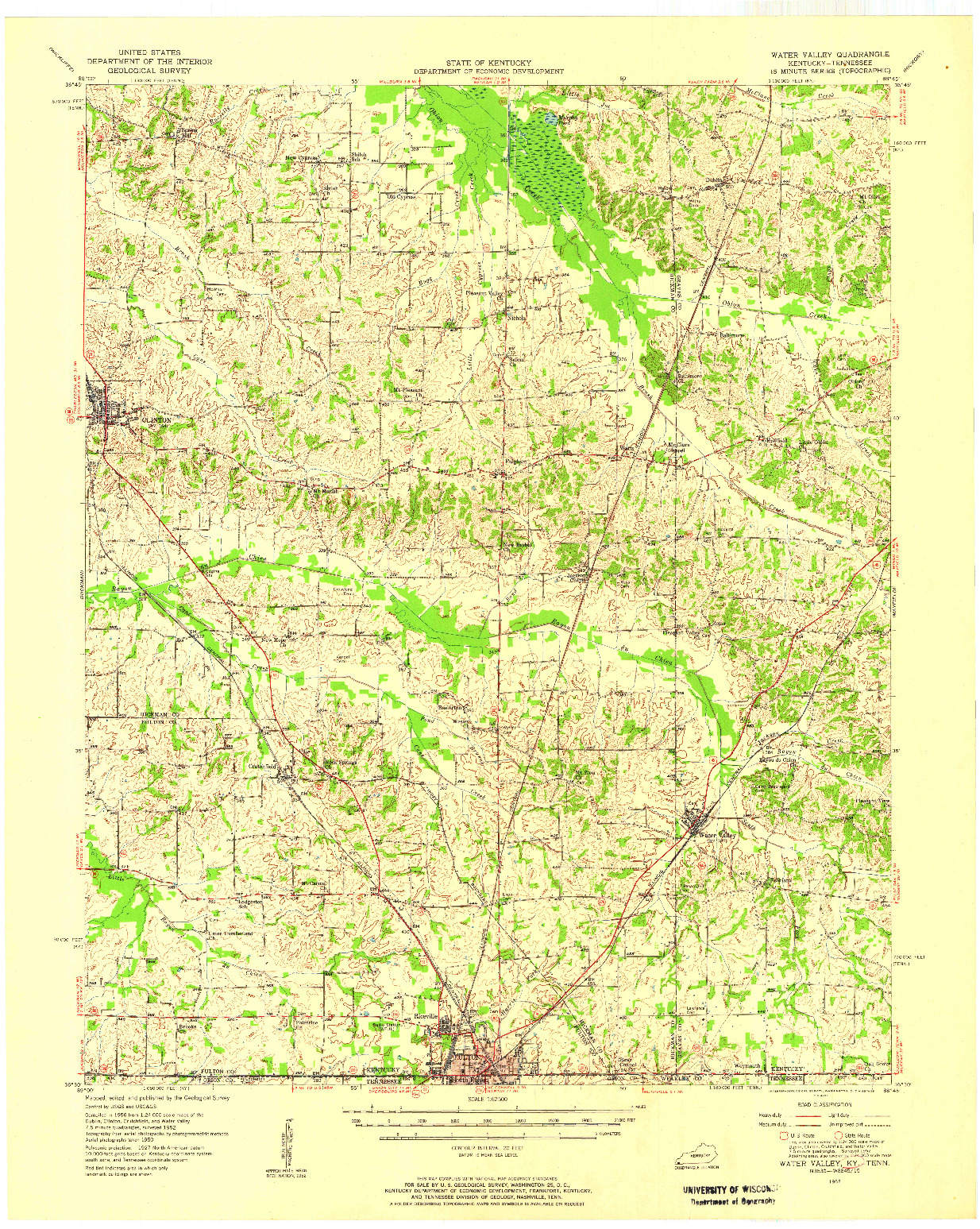 USGS 1:62500-SCALE QUADRANGLE FOR WATER VALLEY, KY 1952