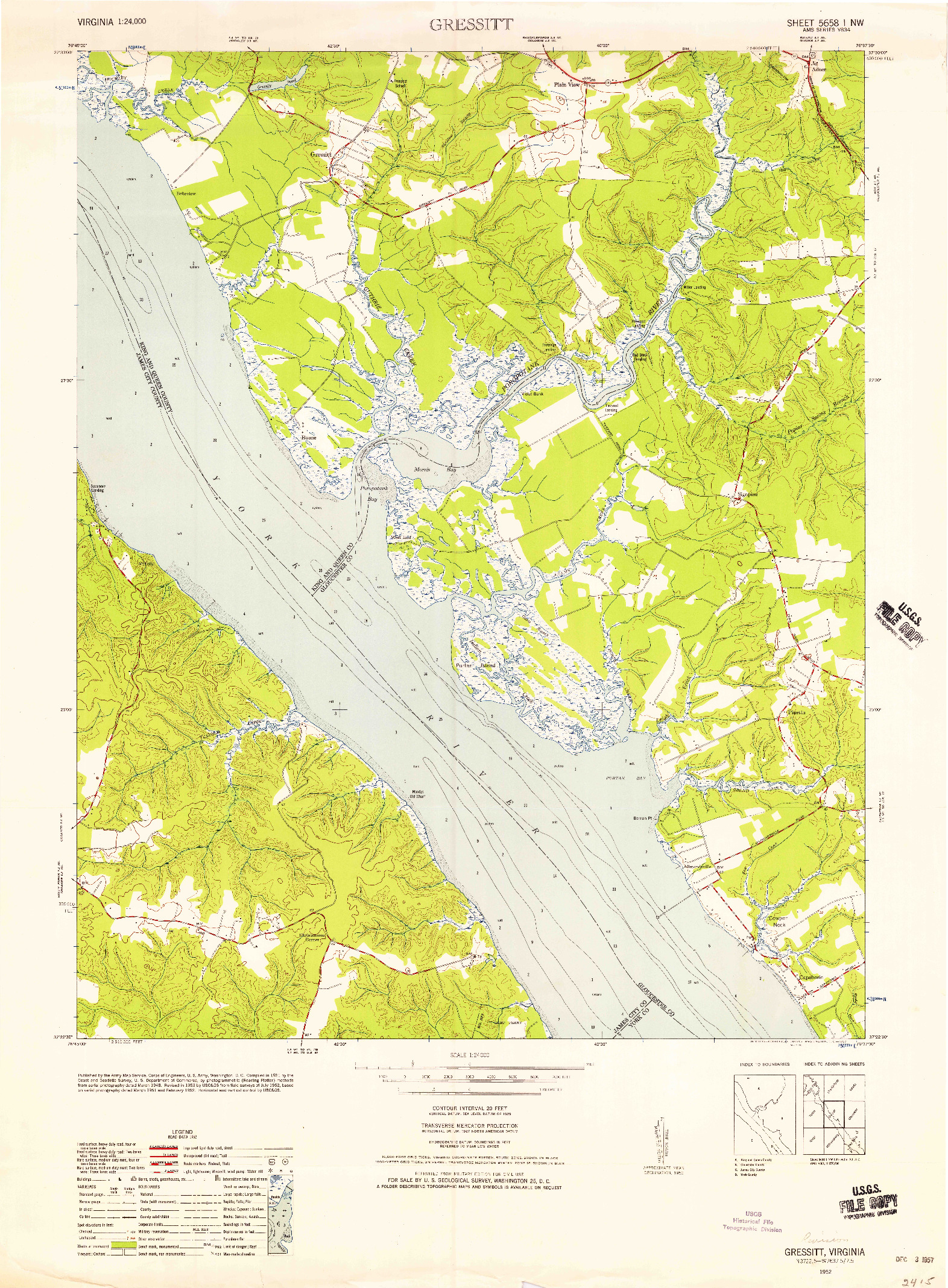 USGS 1:24000-SCALE QUADRANGLE FOR GRESSITT, VA 1952
