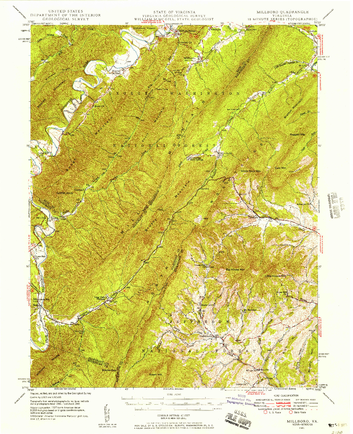 USGS 1:62500-SCALE QUADRANGLE FOR MILLBORO, VA 1946