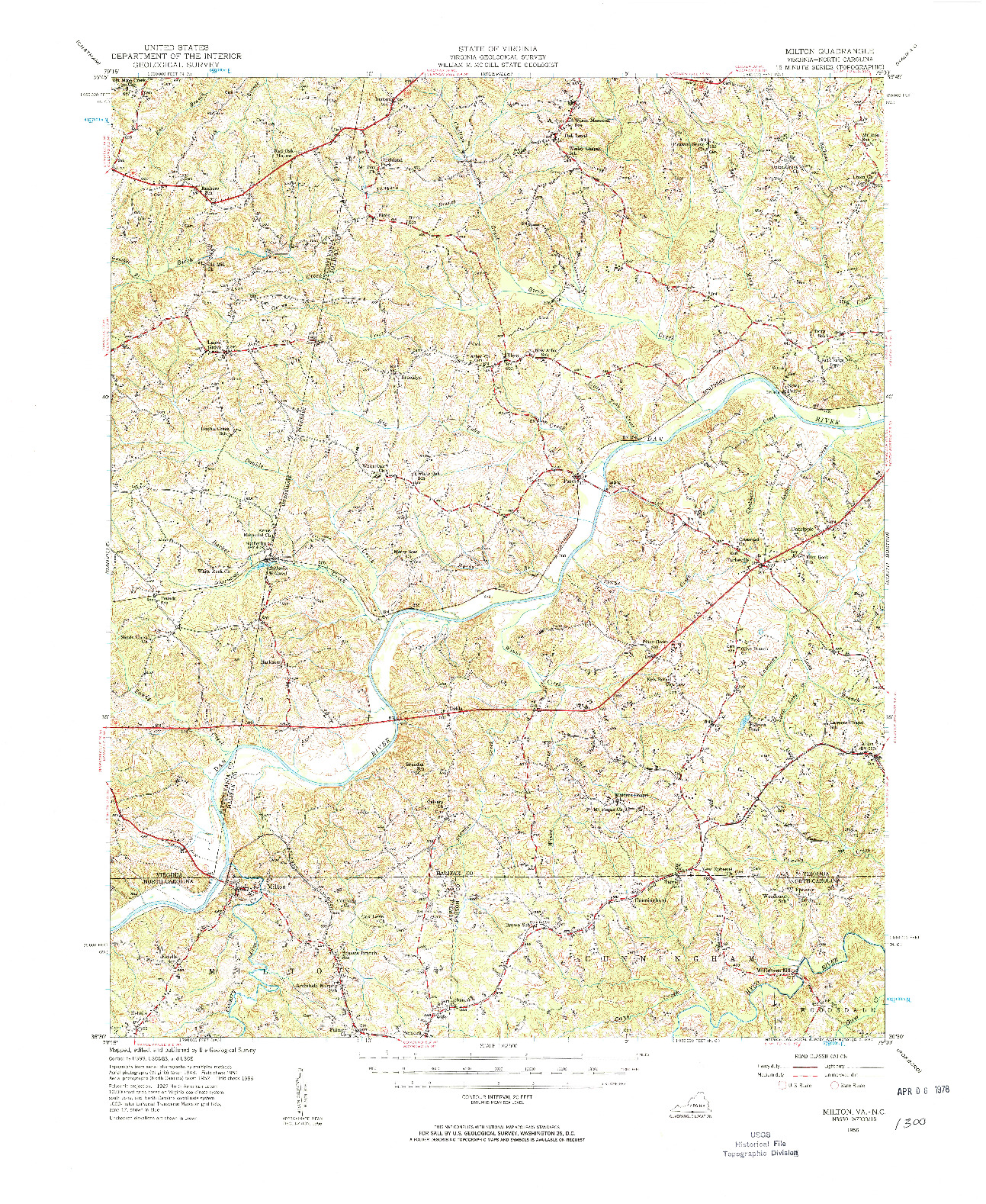 USGS 1:62500-SCALE QUADRANGLE FOR MILTON, VA 1956