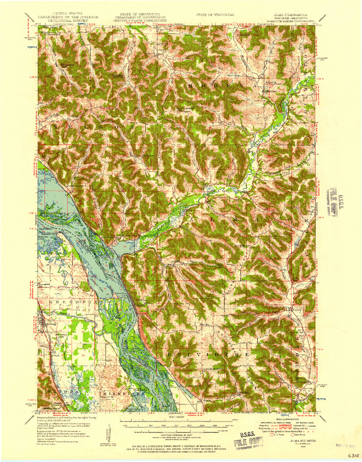 USGS 1:62500-SCALE QUADRANGLE FOR ALMA, WI 1950
