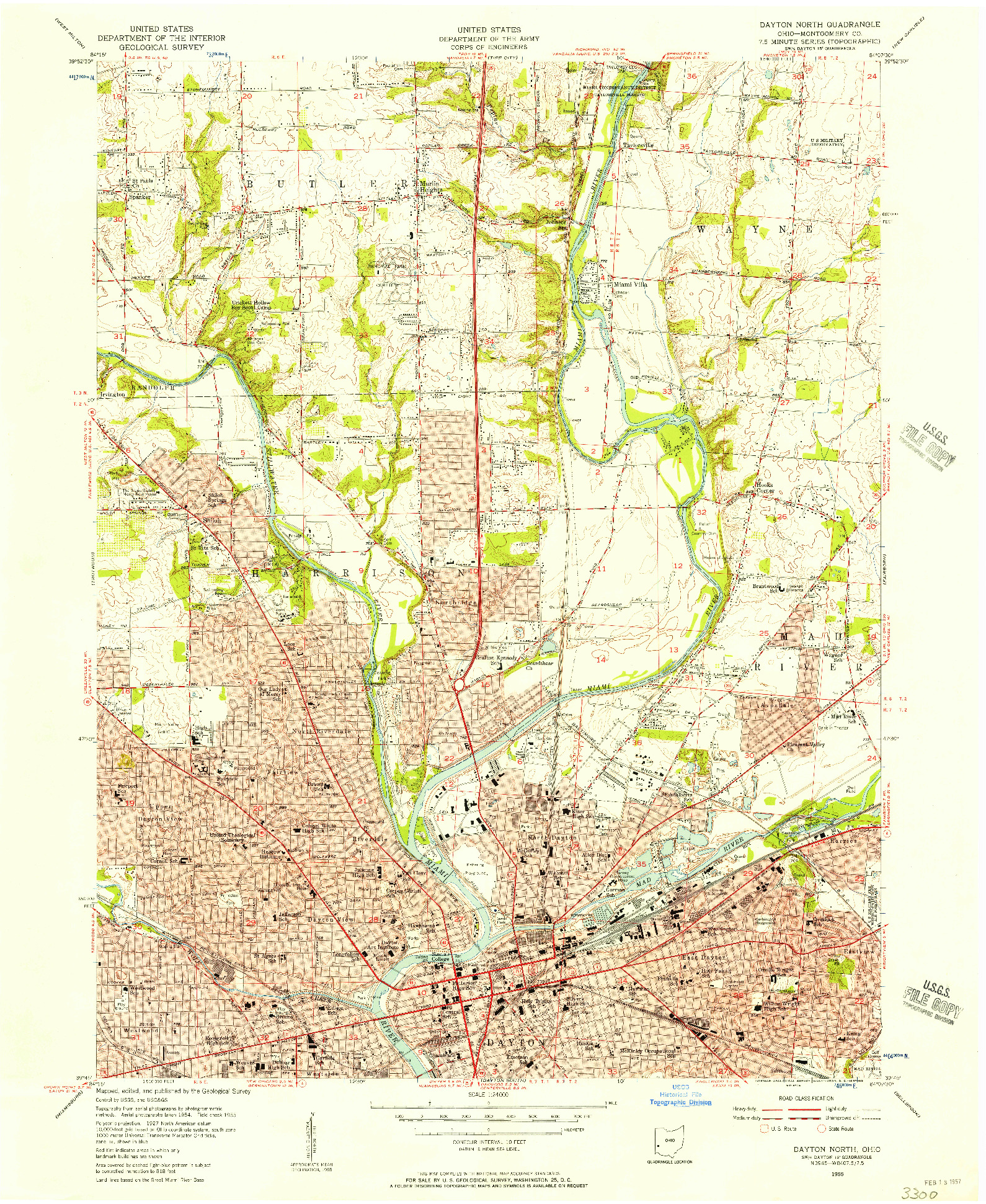 USGS 1:24000-SCALE QUADRANGLE FOR DAYTON NORTH, OH 1955