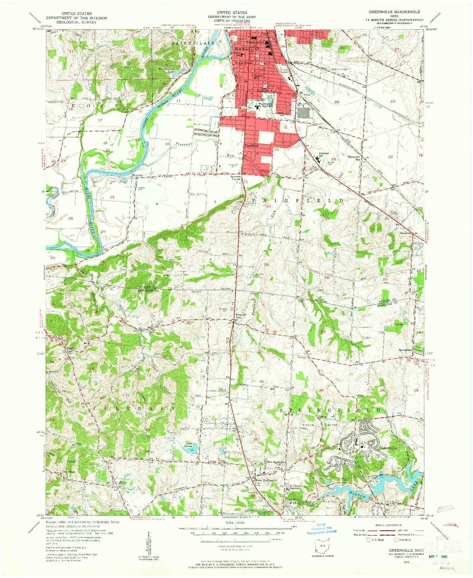USGS 1:24000-SCALE QUADRANGLE FOR GREENHILLS, OH 1955