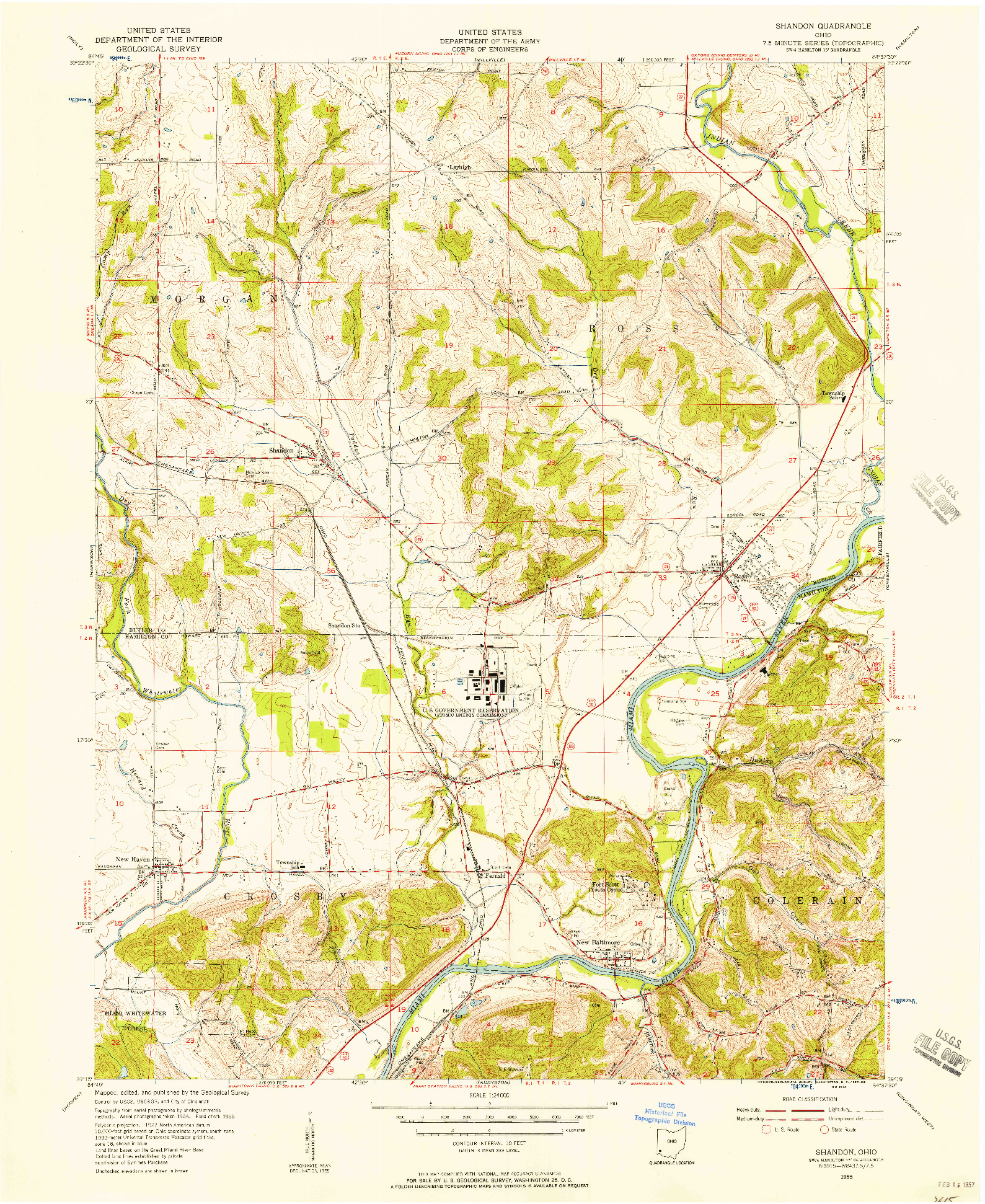 USGS 1:24000-SCALE QUADRANGLE FOR SHANDON, OH 1955