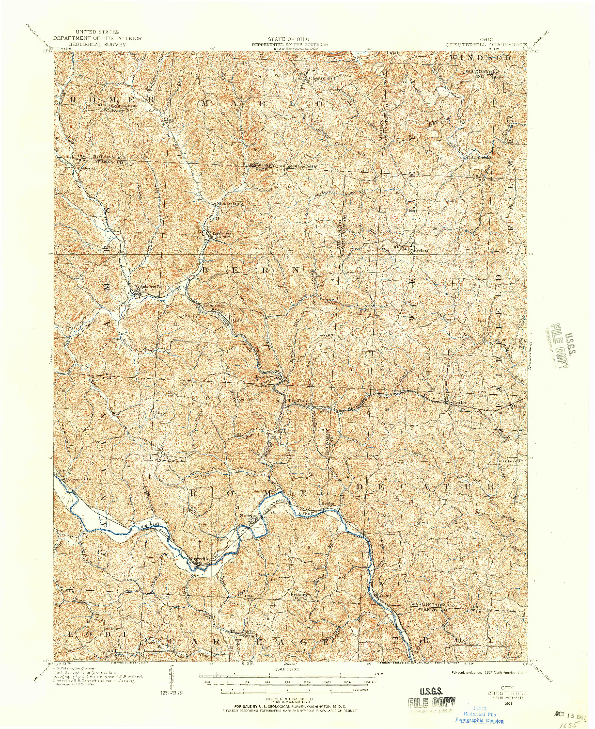 USGS 1:62500-SCALE QUADRANGLE FOR CHESTERHILL, OH 1904