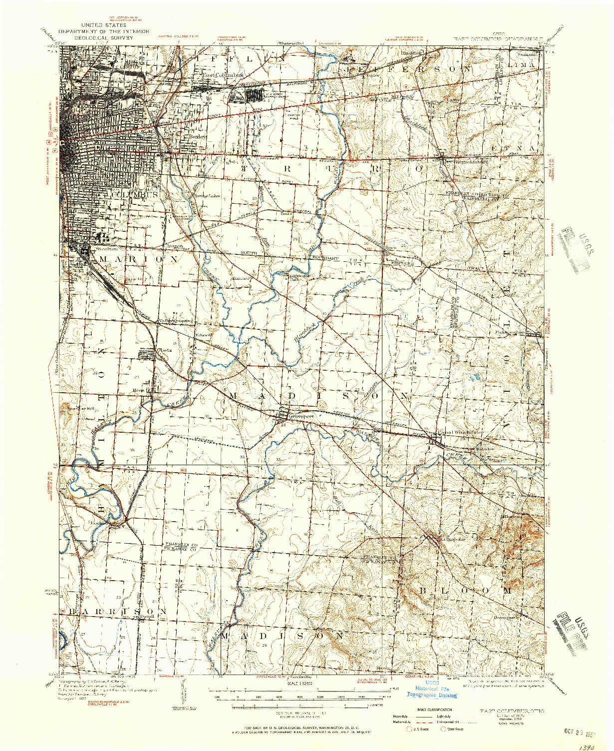 USGS 1:62500-SCALE QUADRANGLE FOR EAST COLUMBUS, OH 1925