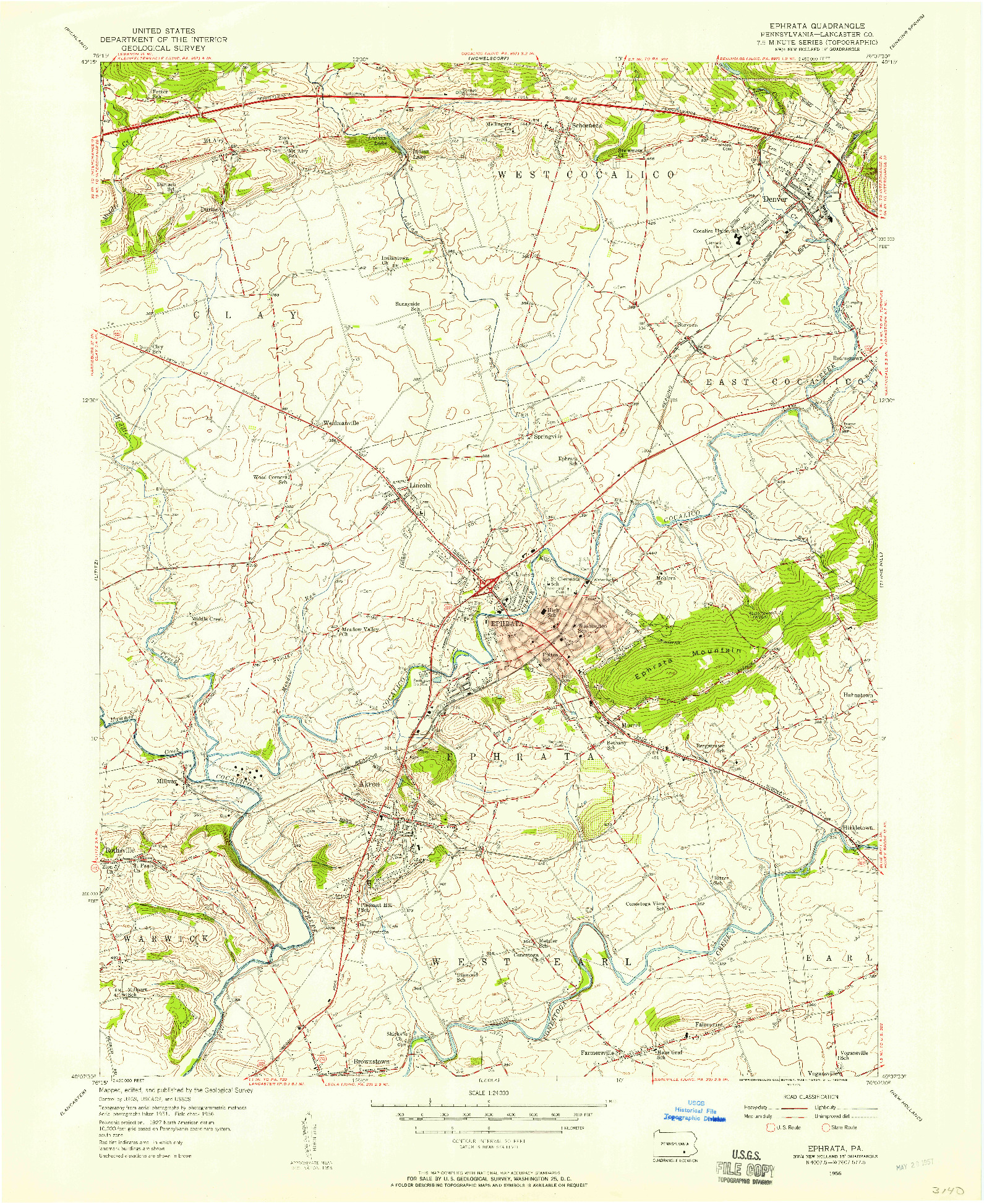 USGS 1:24000-SCALE QUADRANGLE FOR EPHRATA, PA 1956
