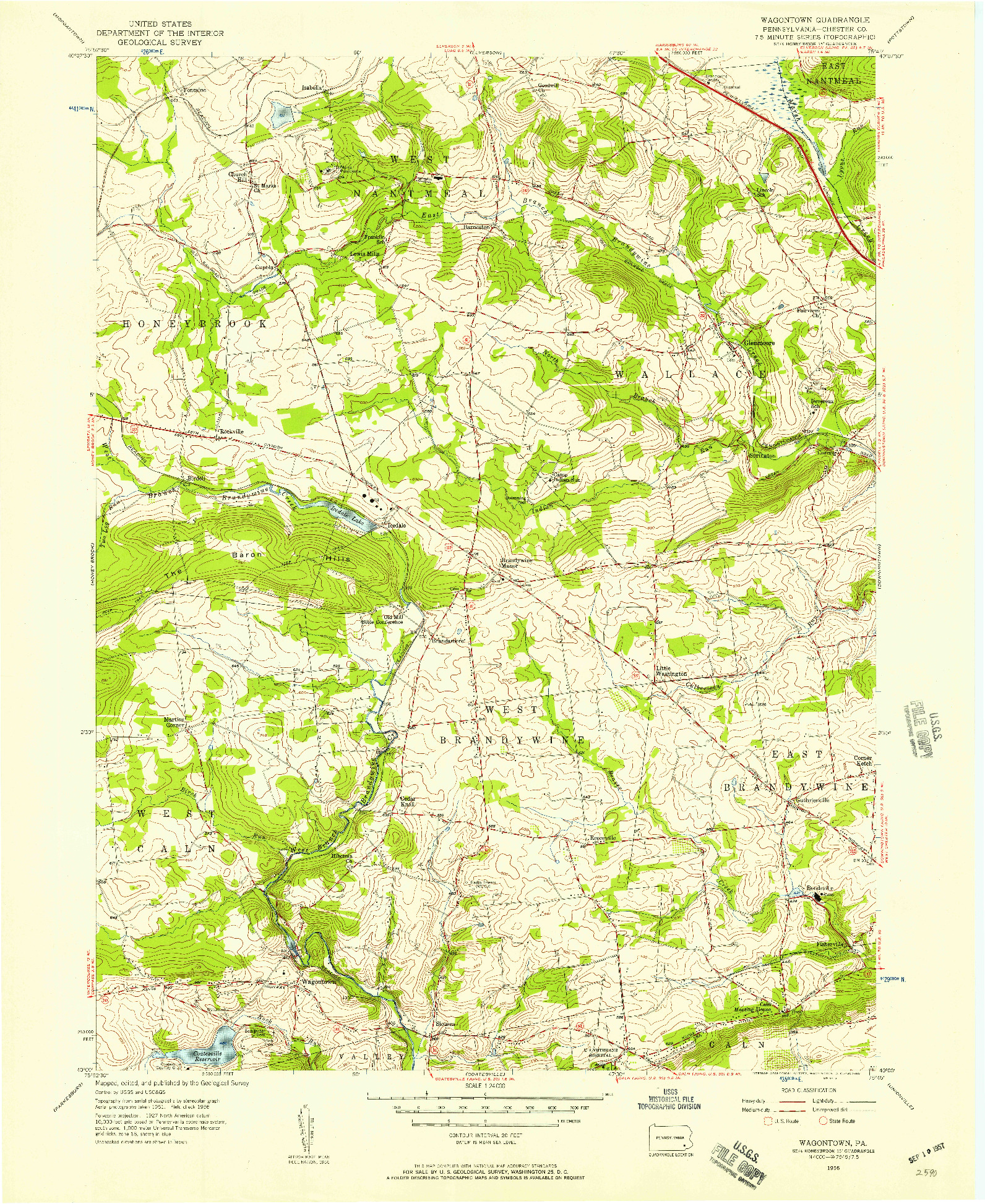 USGS 1:24000-SCALE QUADRANGLE FOR WAGONTOWN, PA 1956