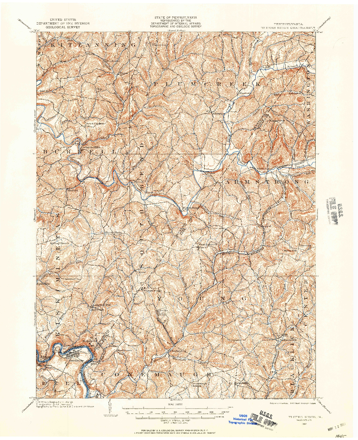 USGS 1:62500-SCALE QUADRANGLE FOR ELDERS RIDGE, PA 1902