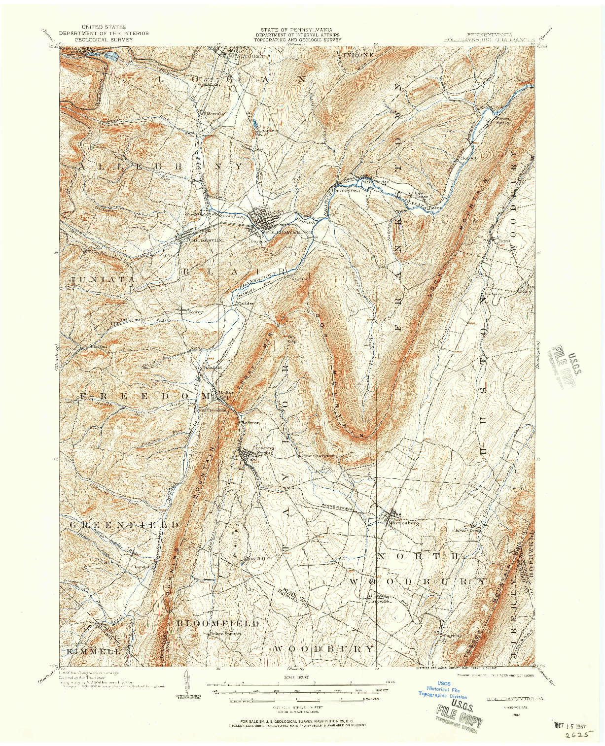 USGS 1:62500-SCALE QUADRANGLE FOR HOLLIDAYSBURG, PA 1902