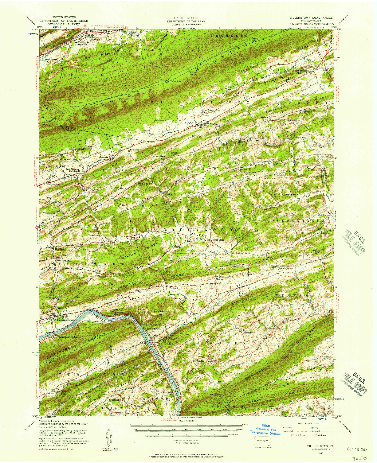 USGS 1:62500-SCALE QUADRANGLE FOR MILLERSTOWN, PA 1955