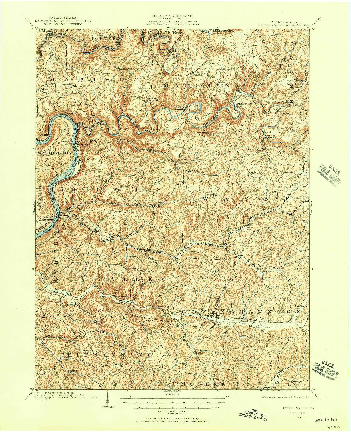 USGS 1:62500-SCALE QUADRANGLE FOR RURAL VALLEY, PA 1901