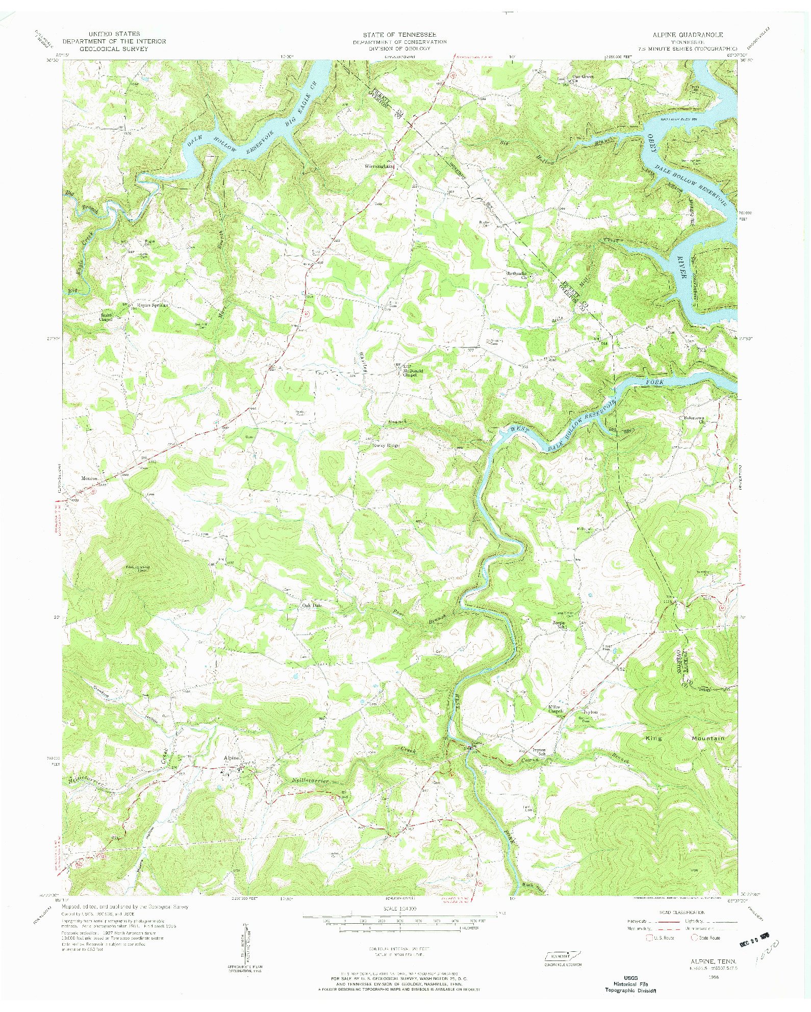 USGS 1:24000-SCALE QUADRANGLE FOR ALPINE, TN 1956