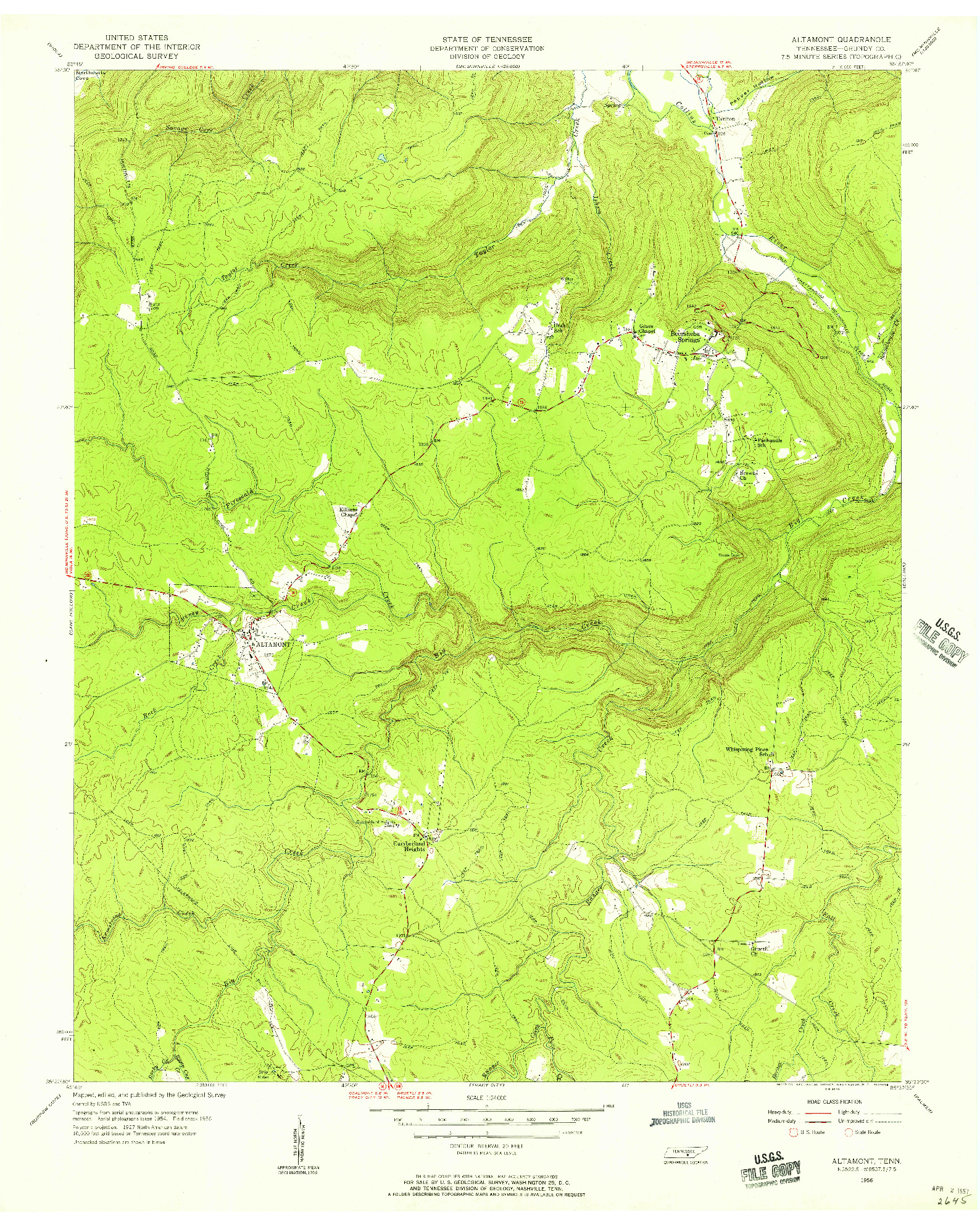 USGS 1:24000-SCALE QUADRANGLE FOR ALTAMONT, TN 1956