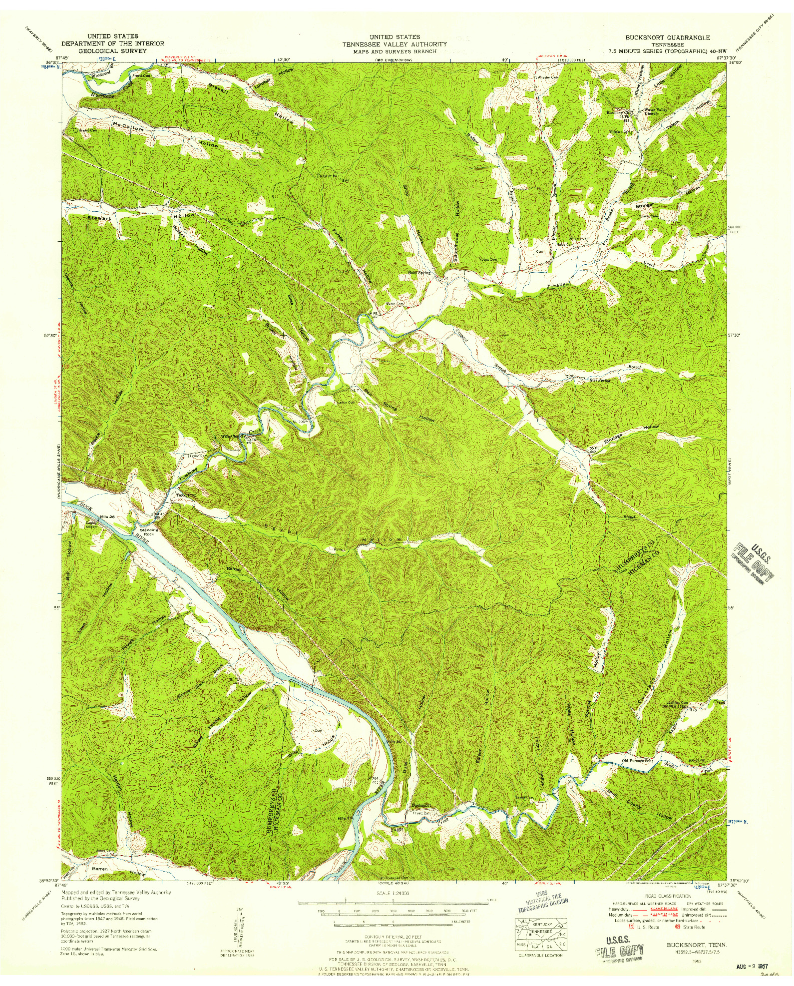 USGS 1:24000-SCALE QUADRANGLE FOR BUCKSNORT, TN 1952