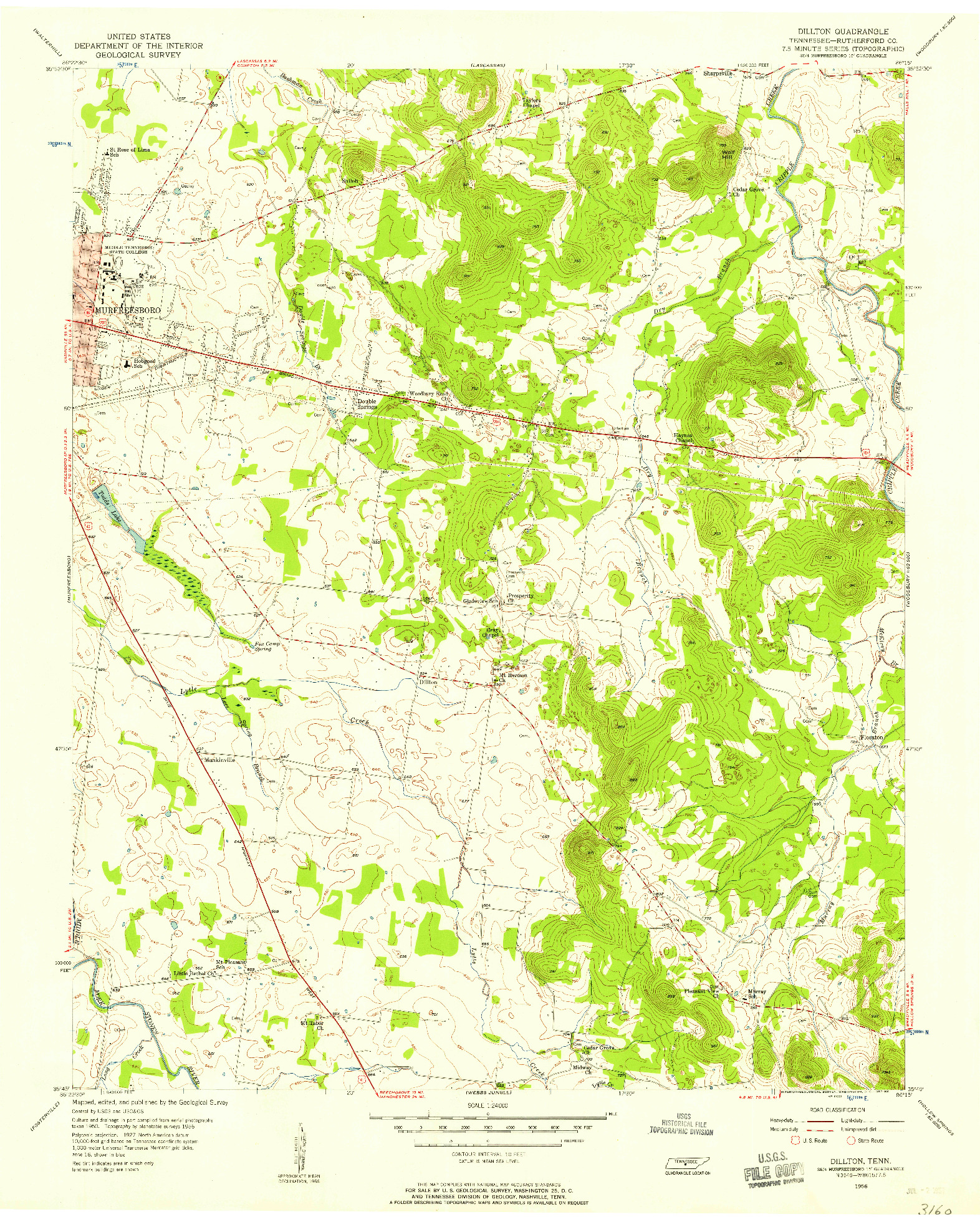 USGS 1:24000-SCALE QUADRANGLE FOR DILLTON, TN 1956