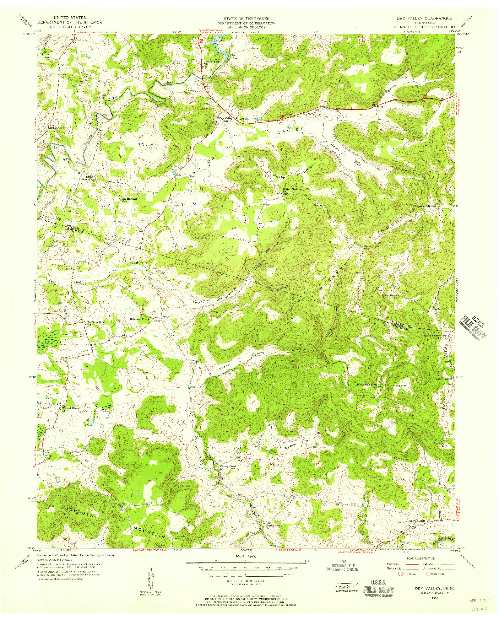 USGS 1:24000-SCALE QUADRANGLE FOR DRY VALLEY, TN 1956