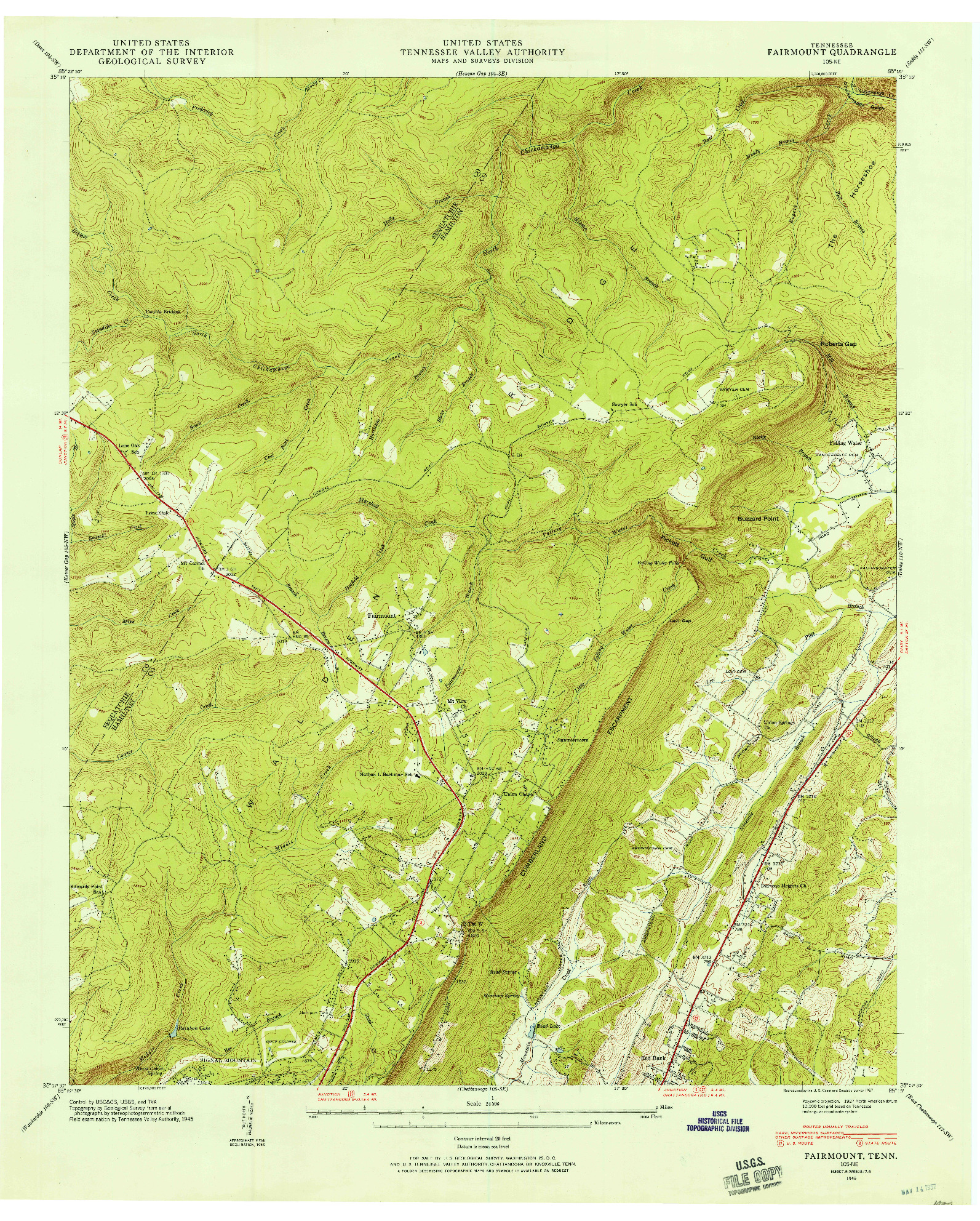USGS 1:24000-SCALE QUADRANGLE FOR FAIRMOUNT, TN 1945