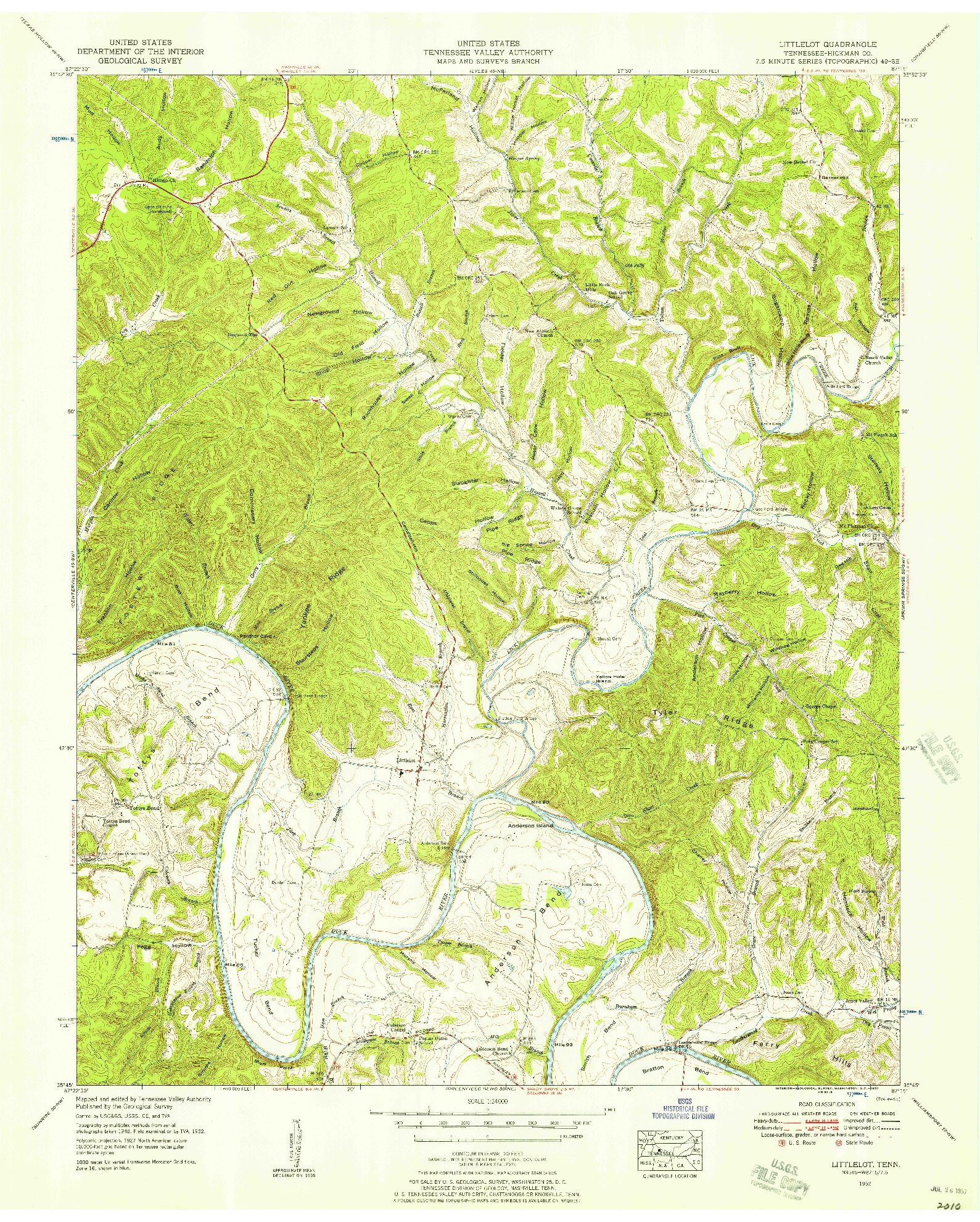 USGS 1:24000-SCALE QUADRANGLE FOR LITTLELOT, TN 1952