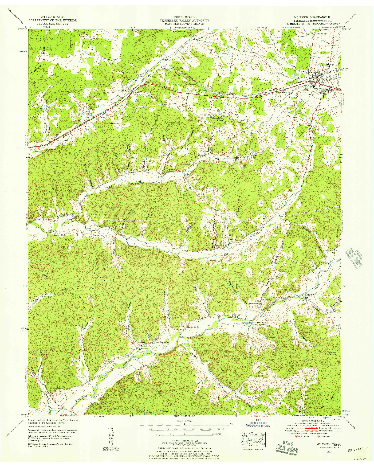 USGS 1:24000-SCALE QUADRANGLE FOR MC EWEN, TN 1952