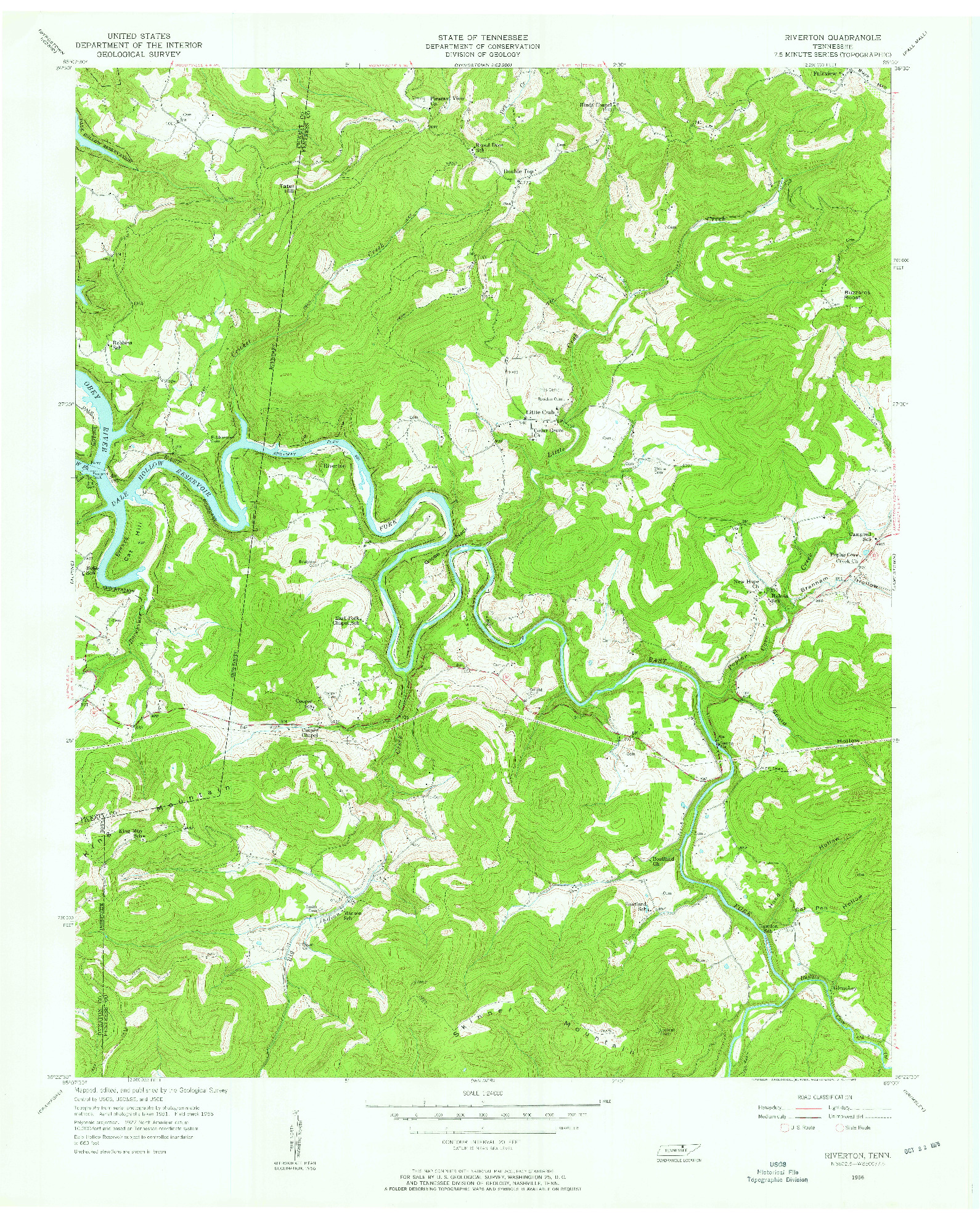 USGS 1:24000-SCALE QUADRANGLE FOR RIVERTON, TN 1956