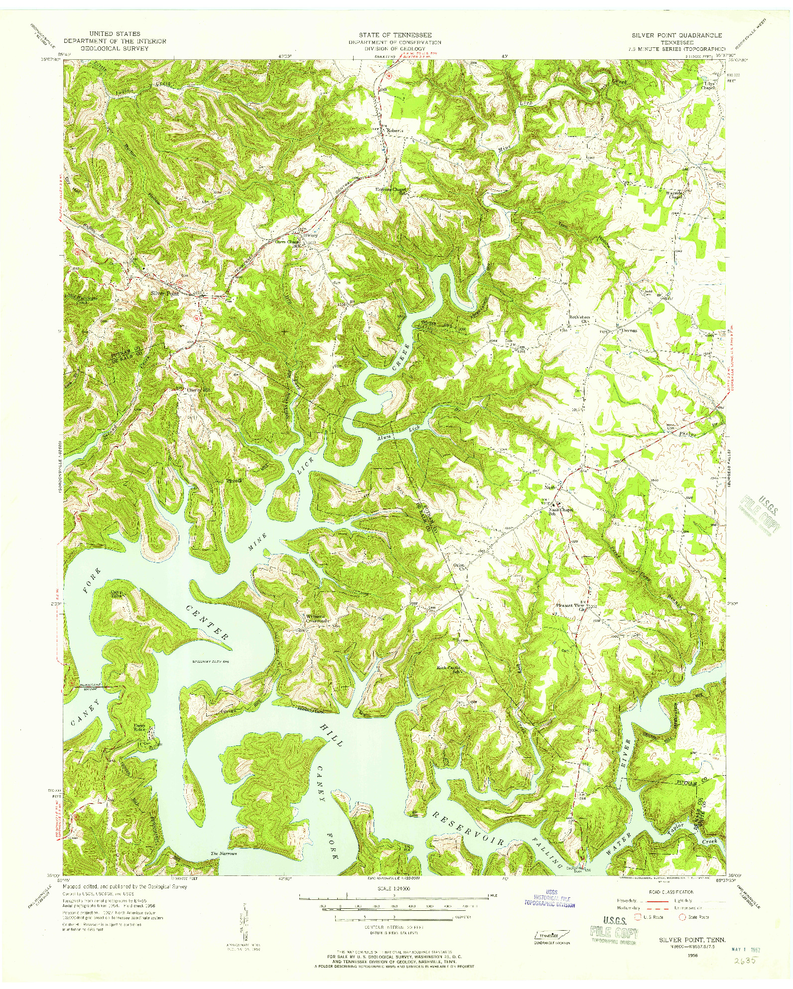 USGS 1:24000-SCALE QUADRANGLE FOR SILVER POINT, TN 1956