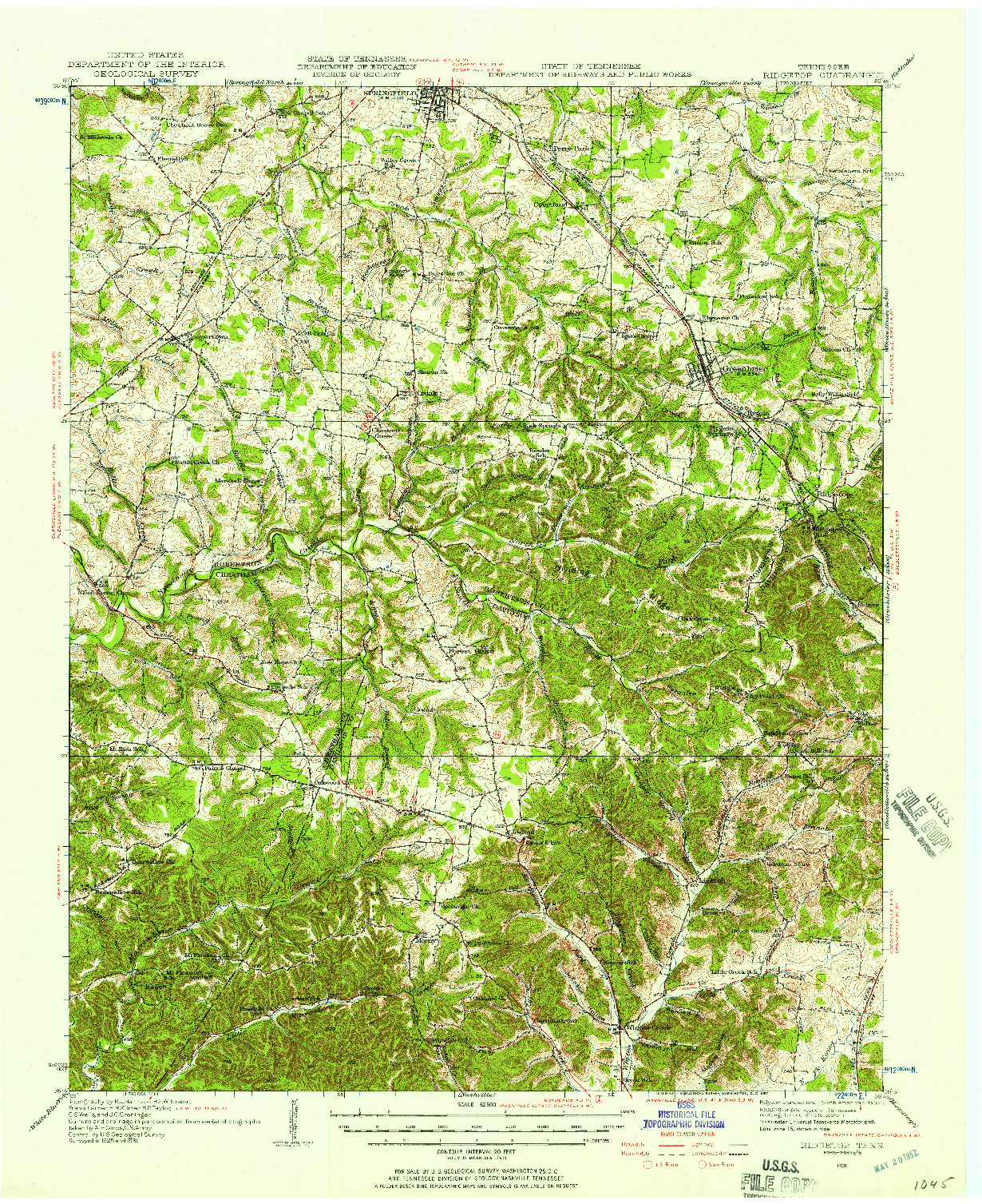 USGS 1:62500-SCALE QUADRANGLE FOR RIDGETOP, TN 1931