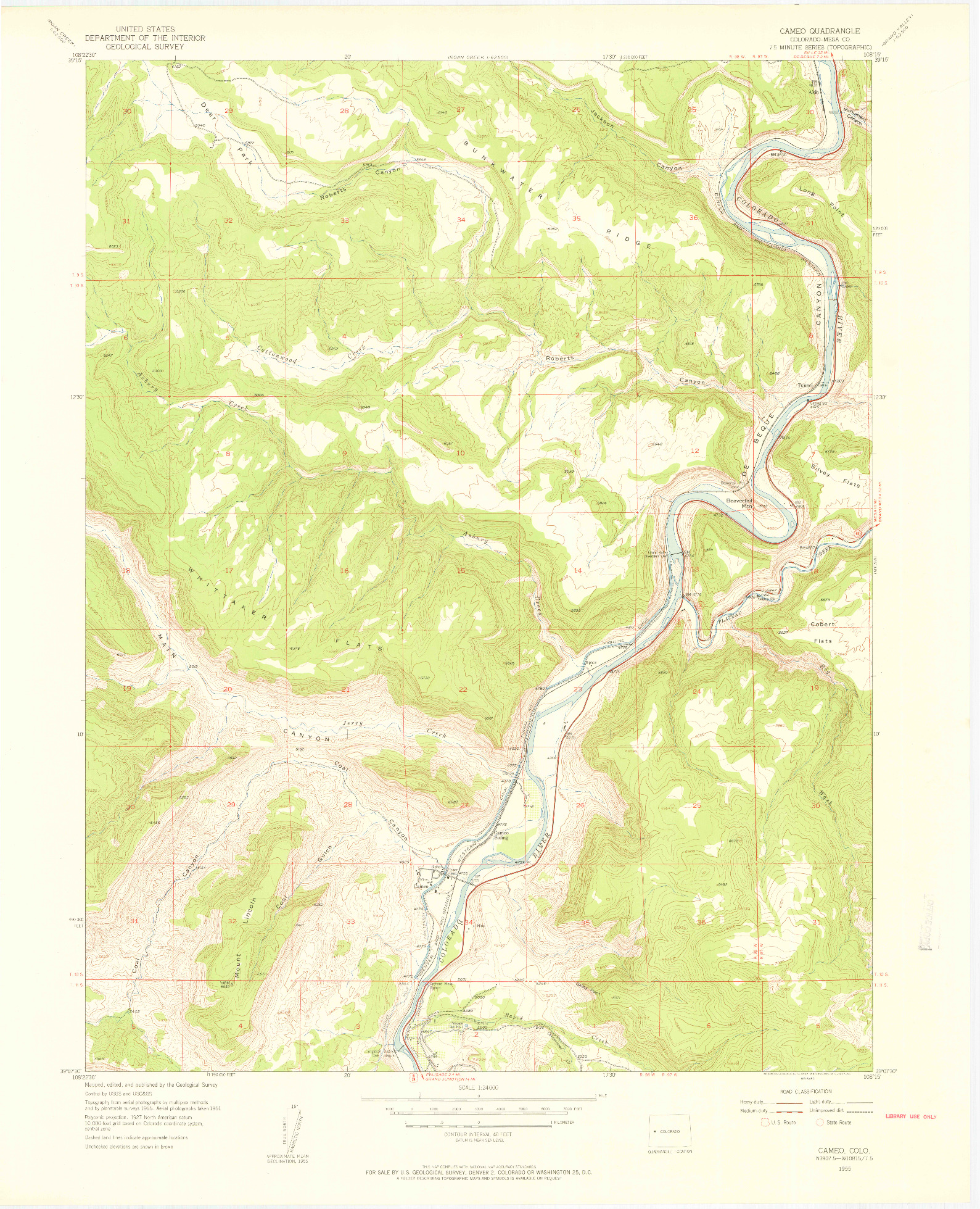 USGS 1:24000-SCALE QUADRANGLE FOR CAMEO, CO 1955