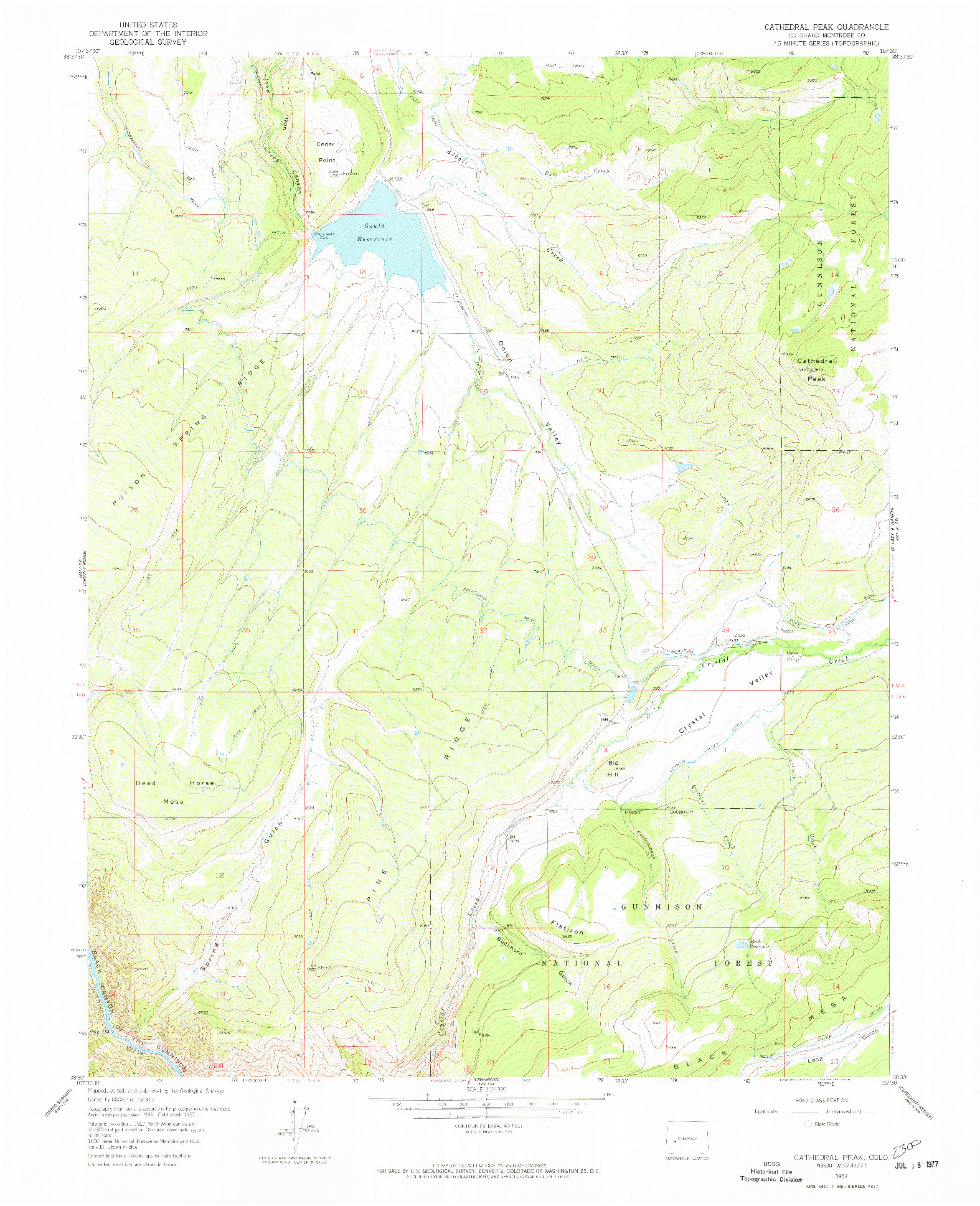 USGS 1:24000-SCALE QUADRANGLE FOR CATHEDRAL PEAK, CO 1957