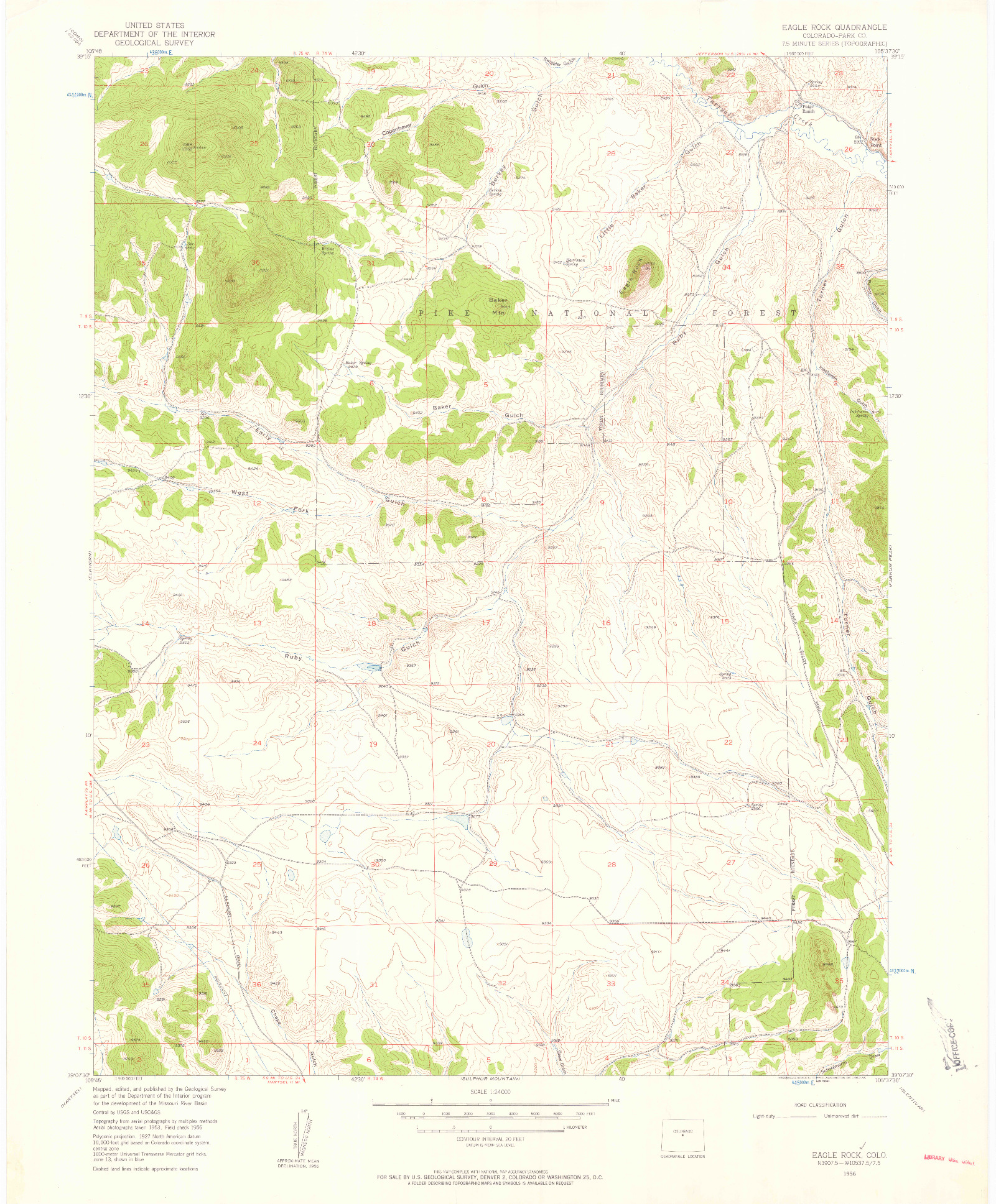 USGS 1:24000-SCALE QUADRANGLE FOR EAGLE ROCK, CO 1956