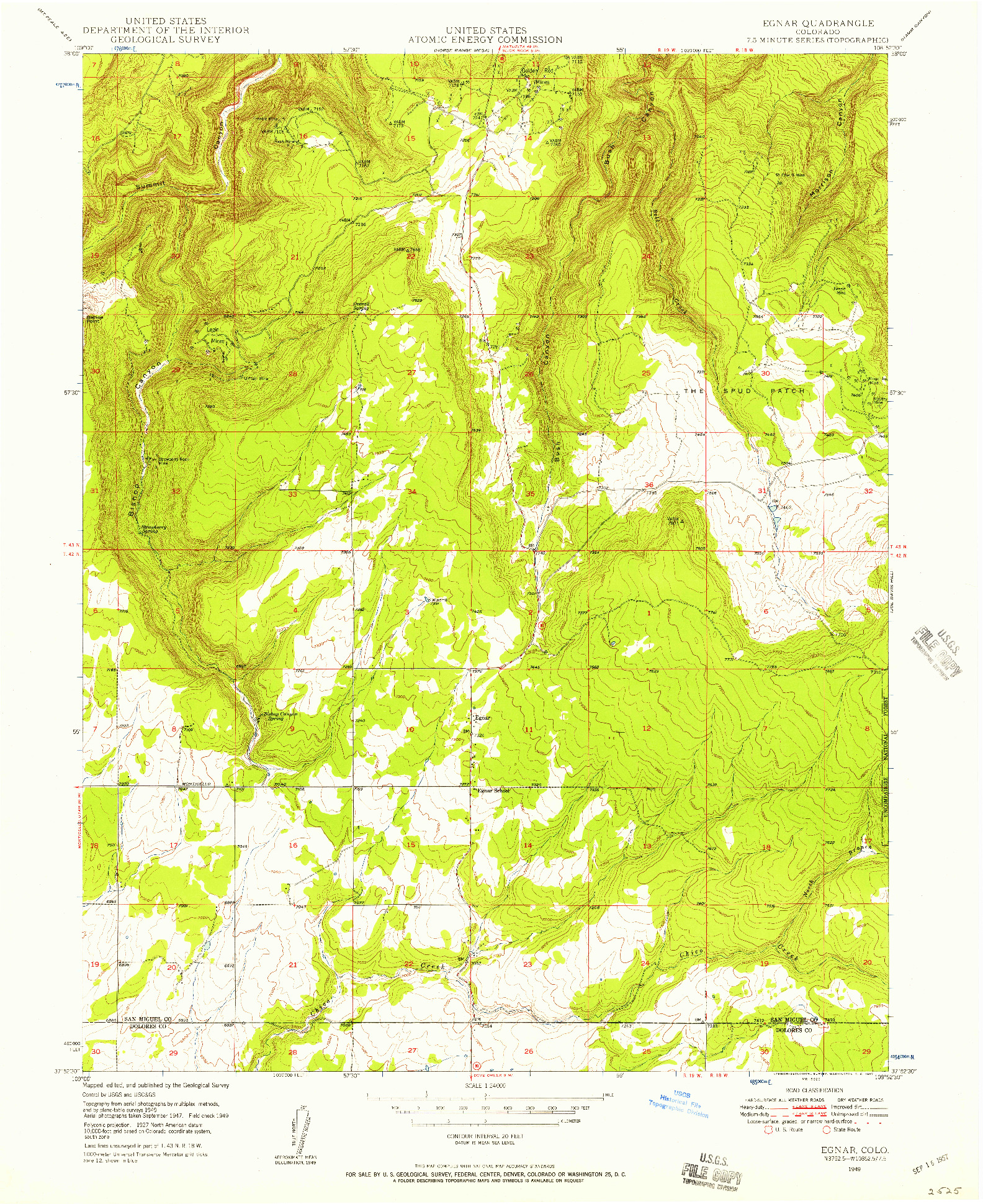 USGS 1:24000-SCALE QUADRANGLE FOR EGNAR, CO 1949