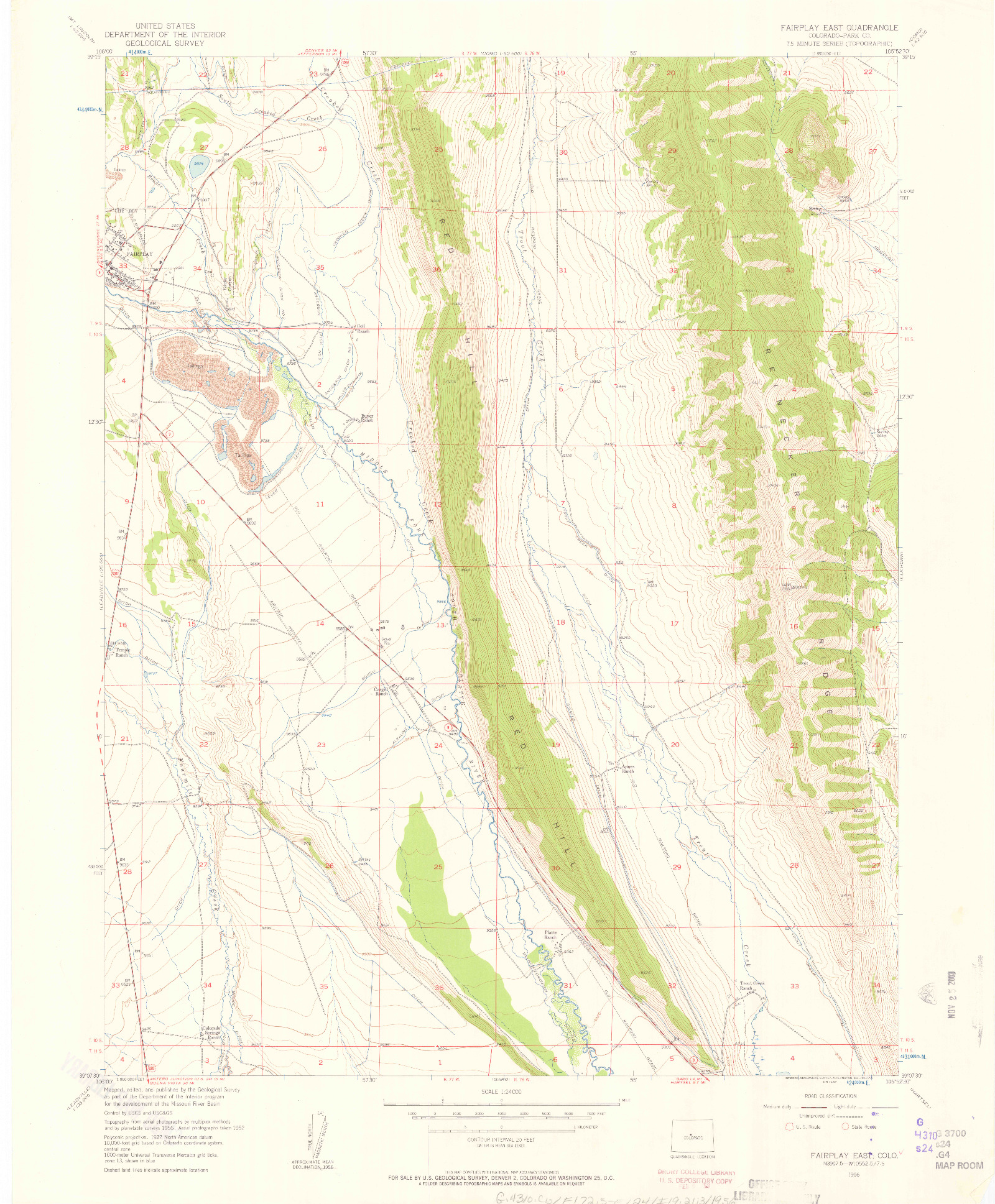USGS 1:24000-SCALE QUADRANGLE FOR FAIRPLAY EAST, CO 1956