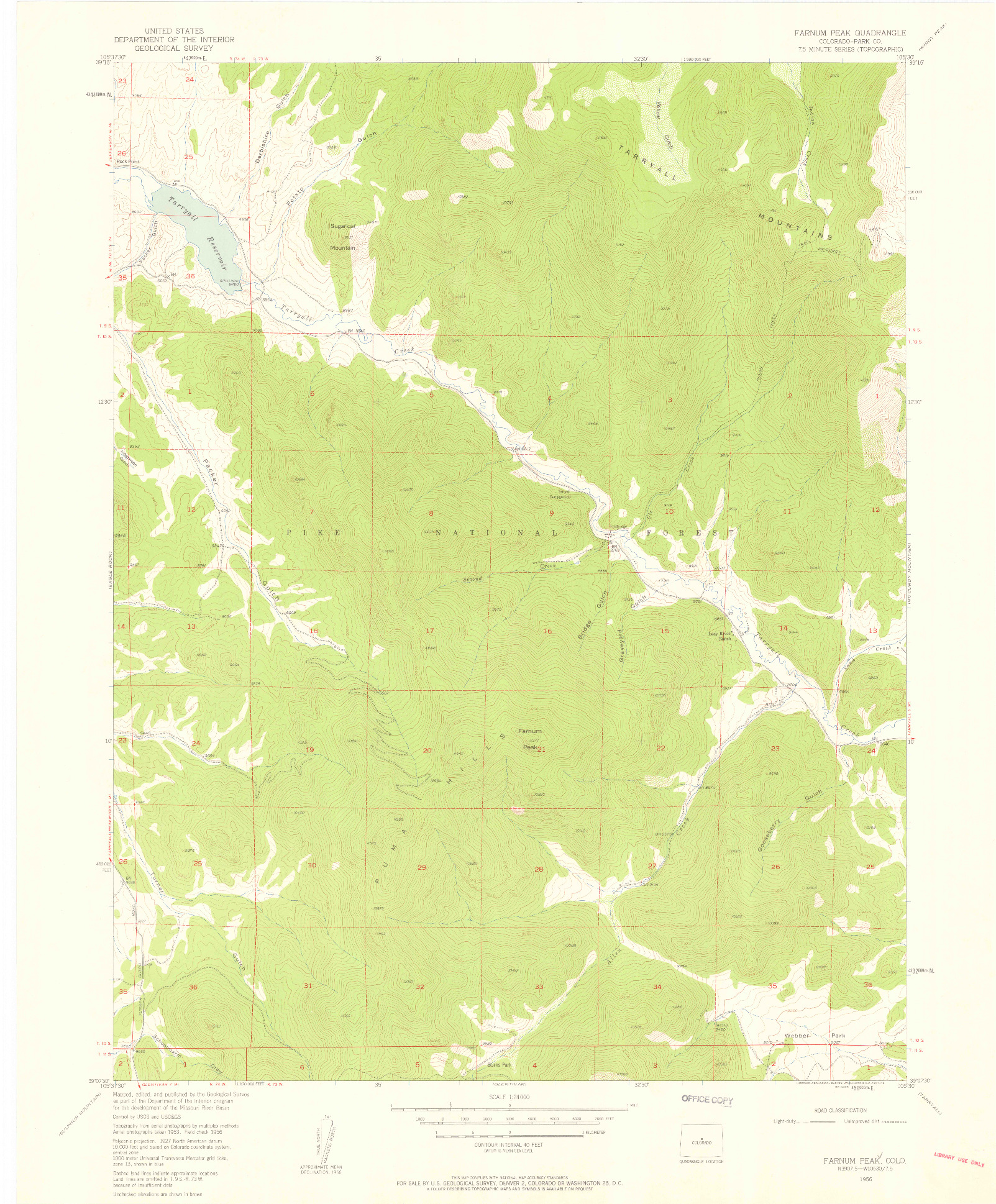 USGS 1:24000-SCALE QUADRANGLE FOR FARNUM PEAK, CO 1956