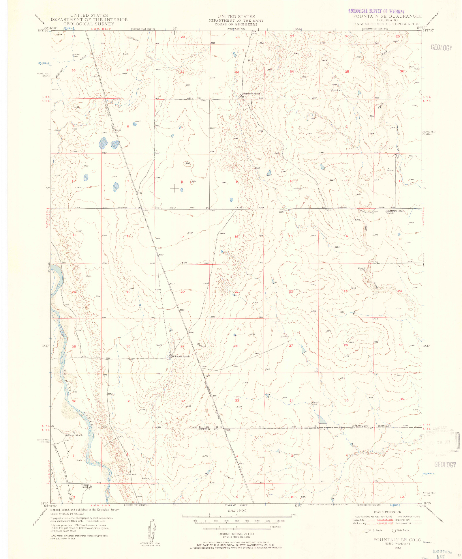 USGS 1:24000-SCALE QUADRANGLE FOR FOUNTAIN SE, CO 1948