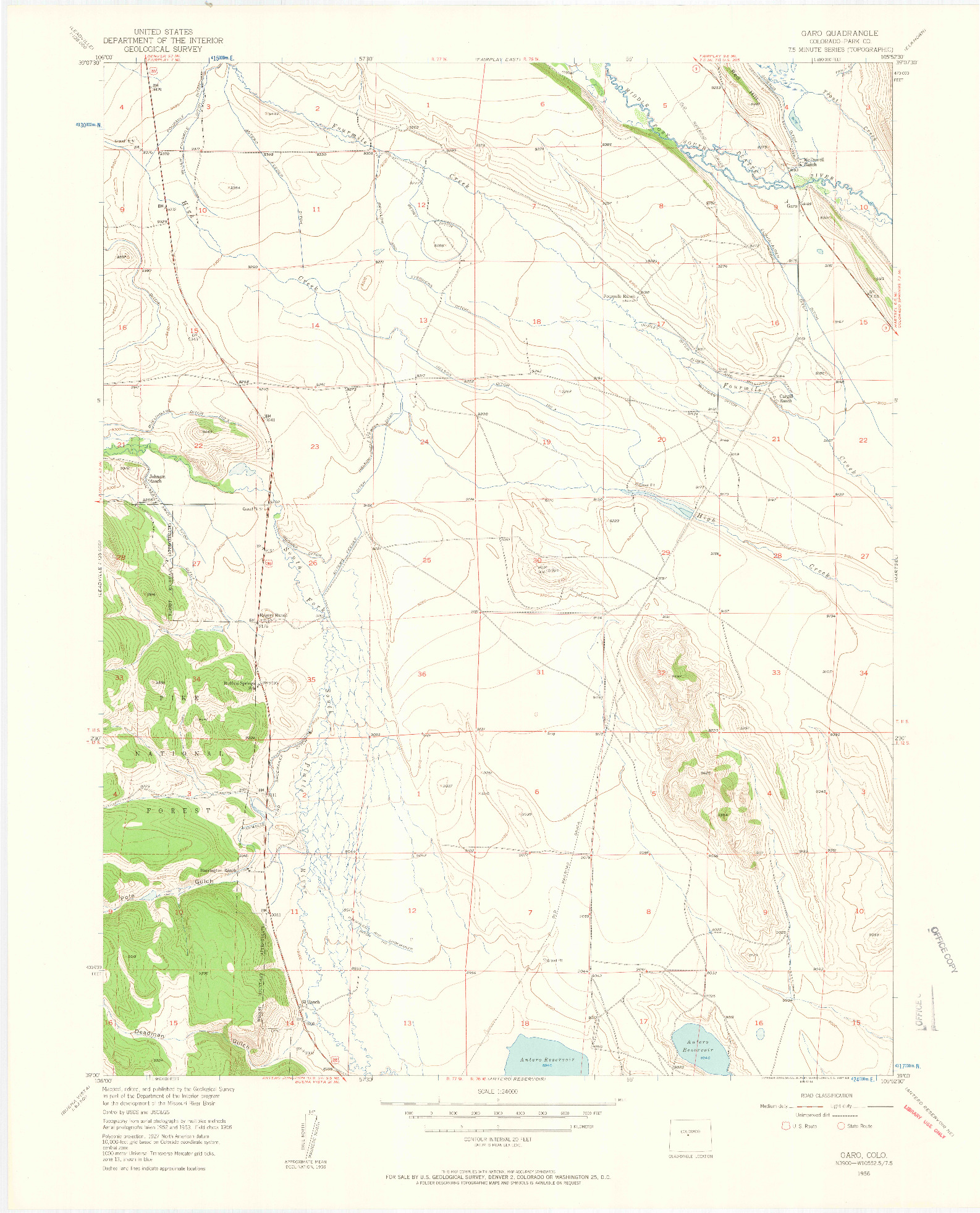 USGS 1:24000-SCALE QUADRANGLE FOR GARO, CO 1956