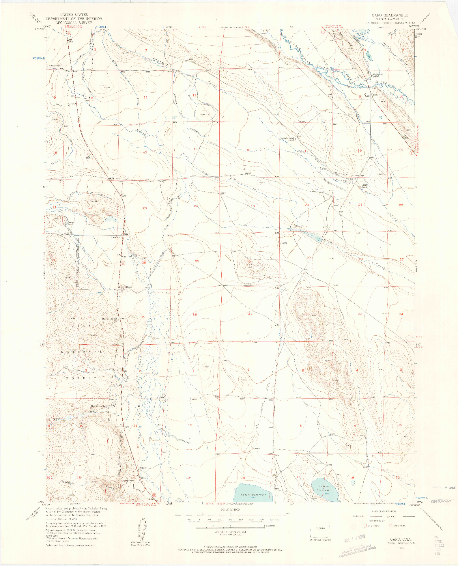 USGS 1:24000-SCALE QUADRANGLE FOR GARO, CO 1956