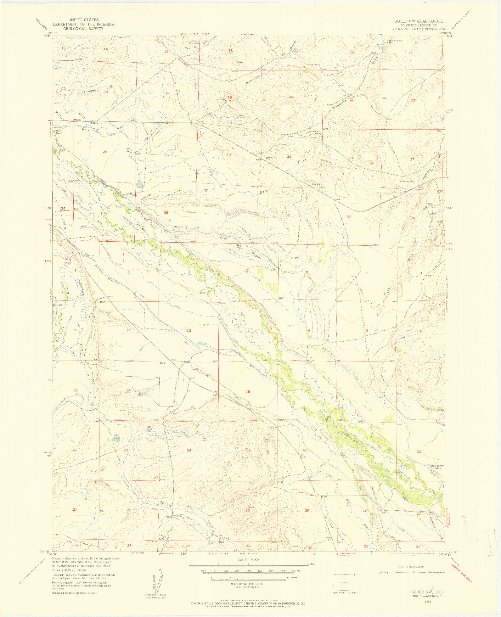 USGS 1:24000-SCALE QUADRANGLE FOR GOULD NW, CO 1955