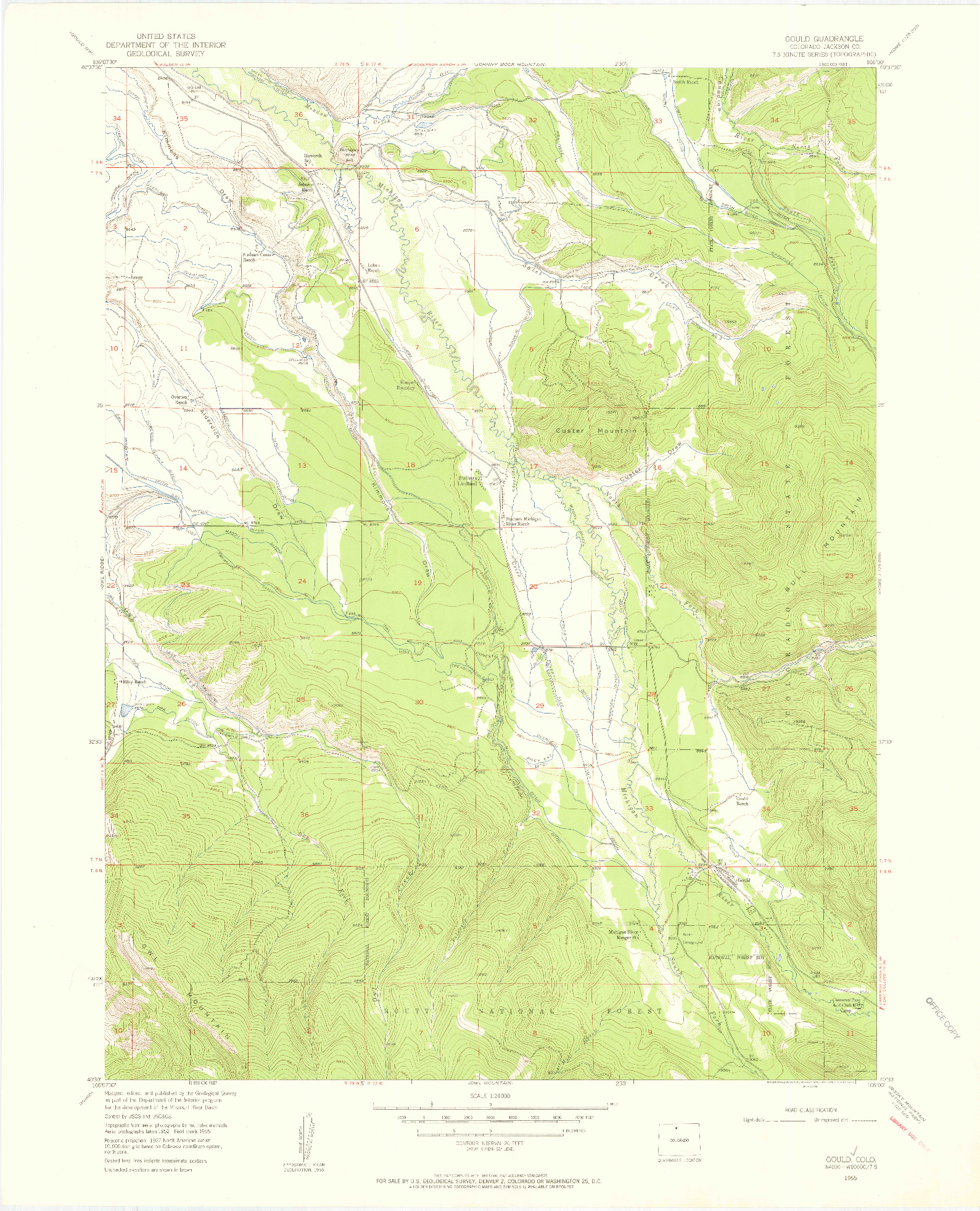 USGS 1:24000-SCALE QUADRANGLE FOR GOULD, CO 1955