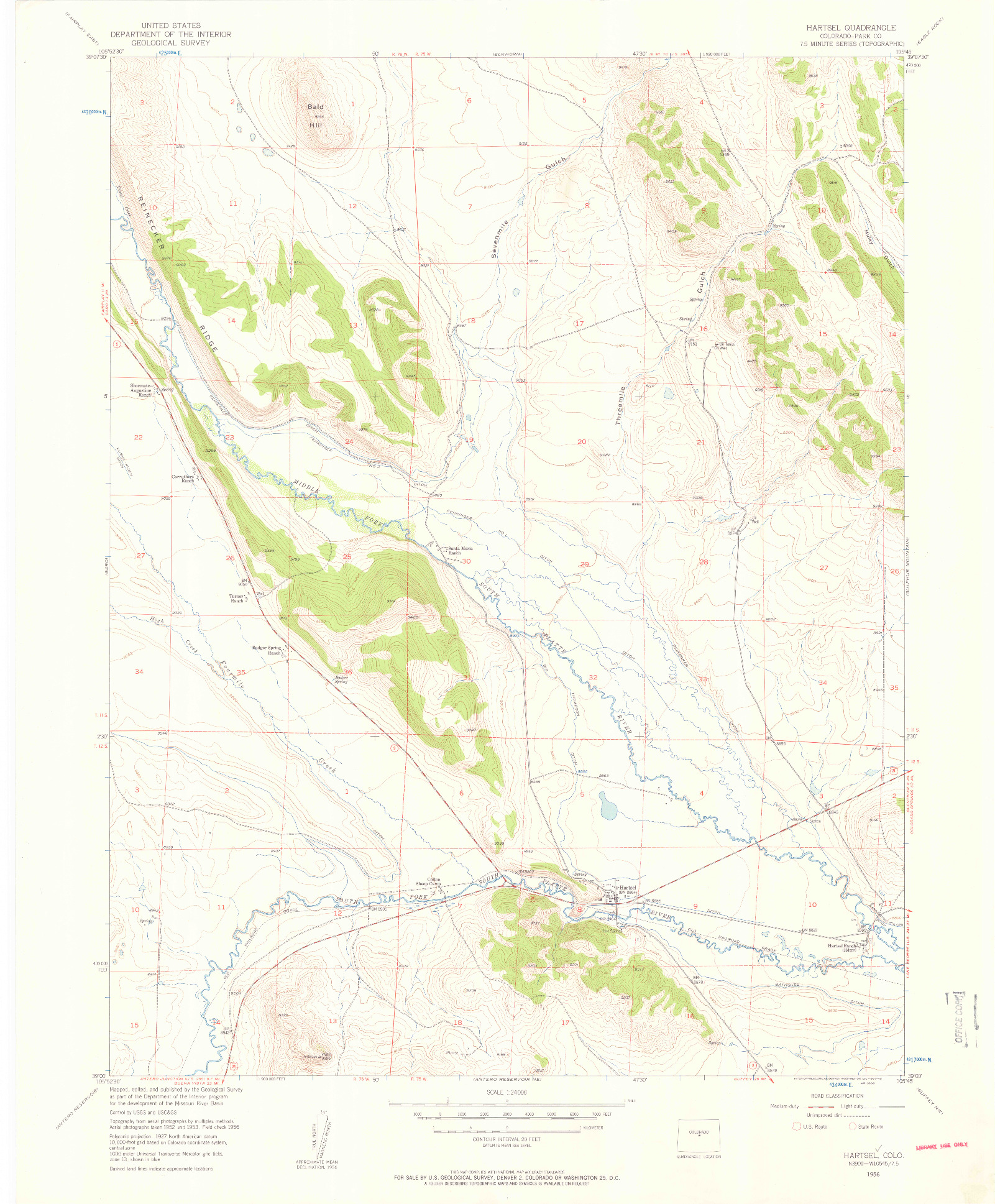 USGS 1:24000-SCALE QUADRANGLE FOR HARTSEL, CO 1956