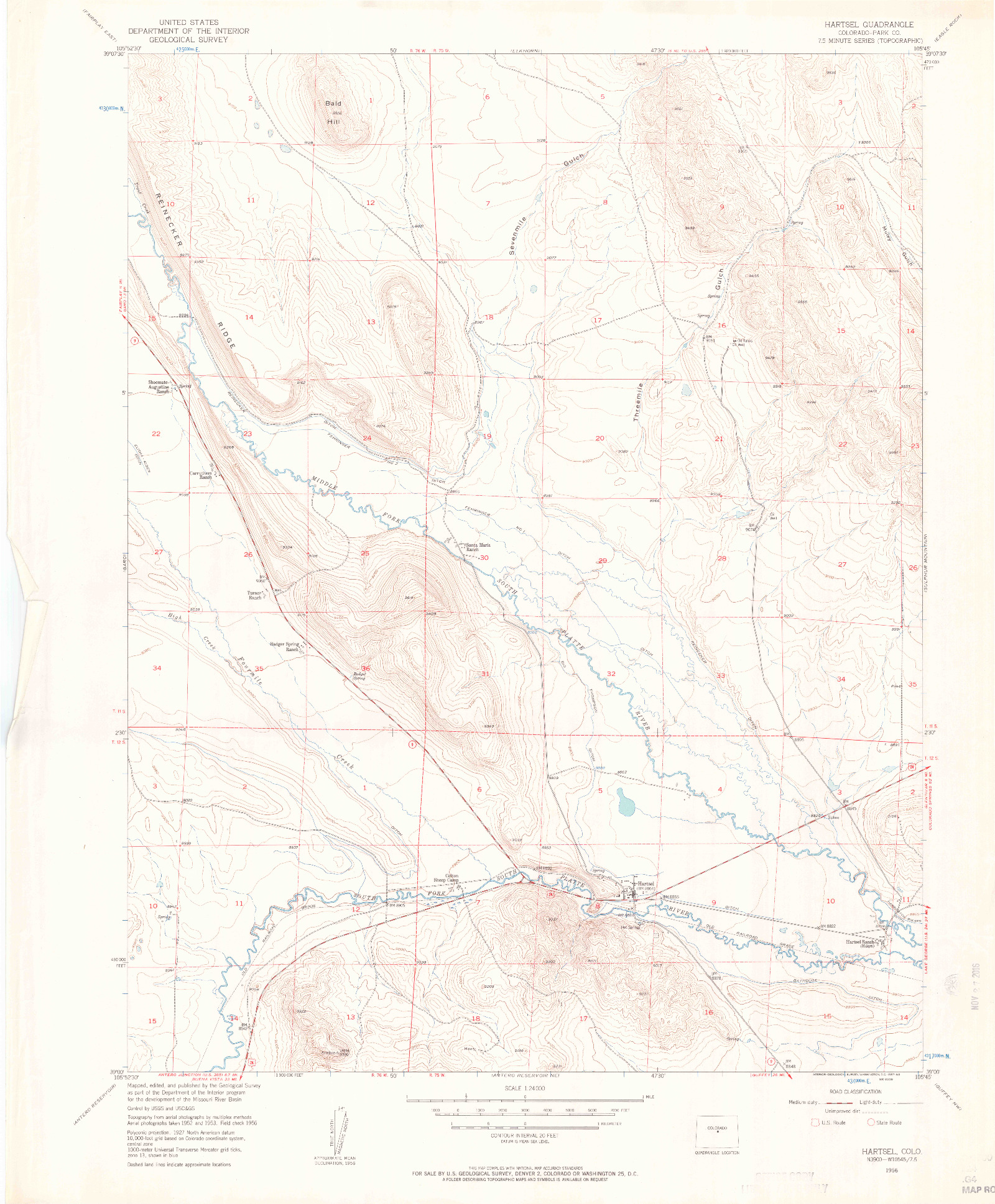 USGS 1:24000-SCALE QUADRANGLE FOR HARTSEL, CO 1956